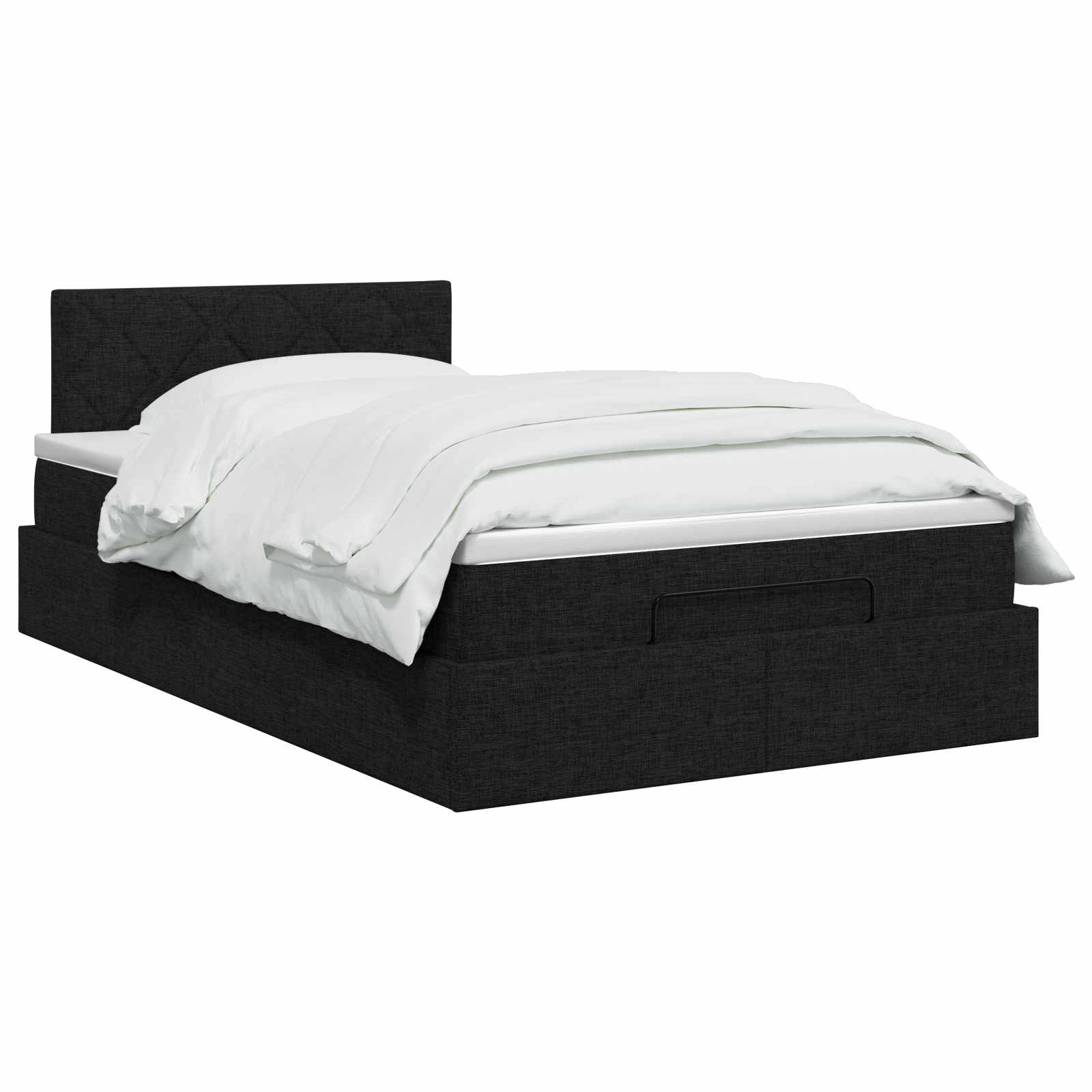 Lit ottoman avec matelas Noir 120 x 200 cm Tissu - XIOS