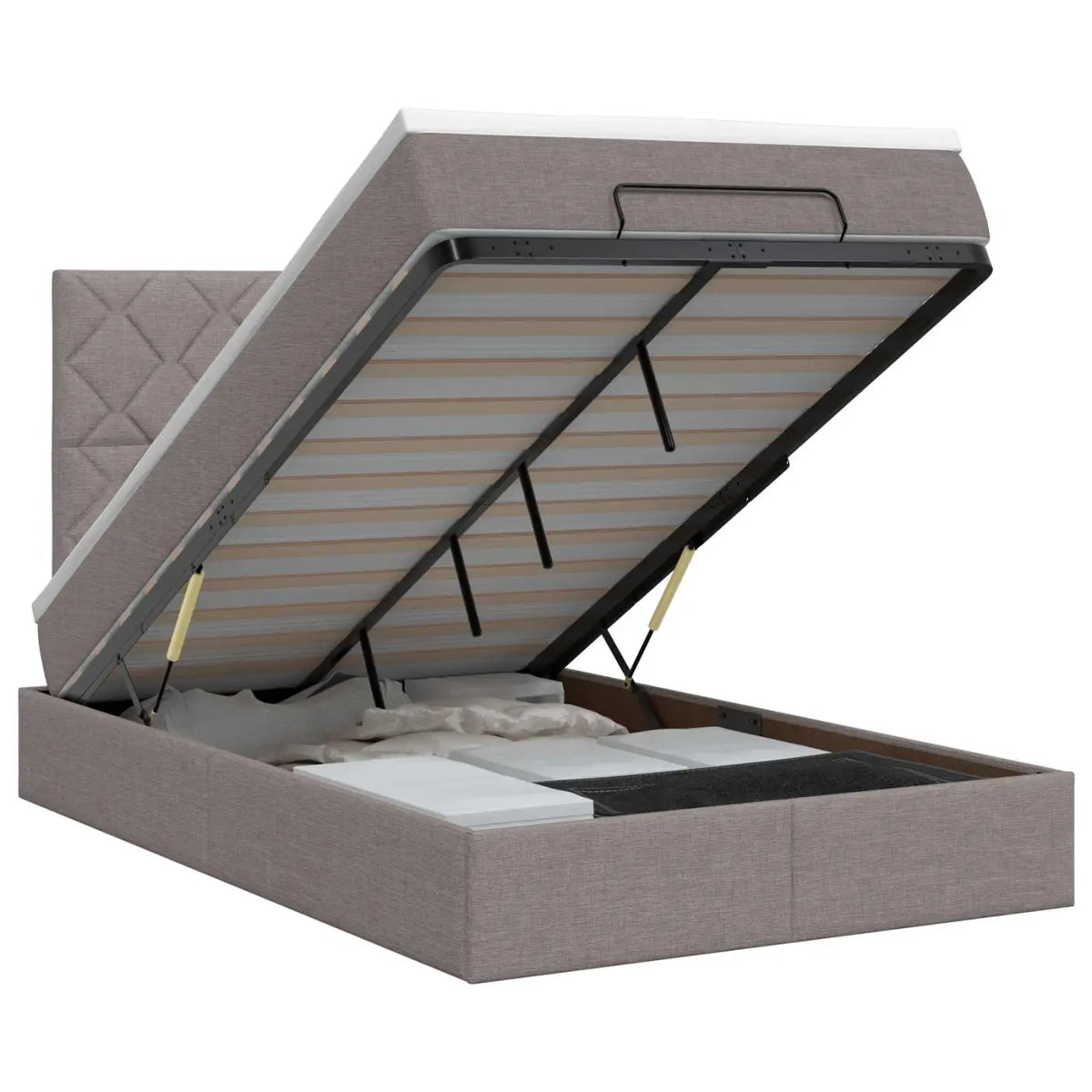 Lit ottoman avec matelas Taupe 120 x 200 cm Tissu - XIOS