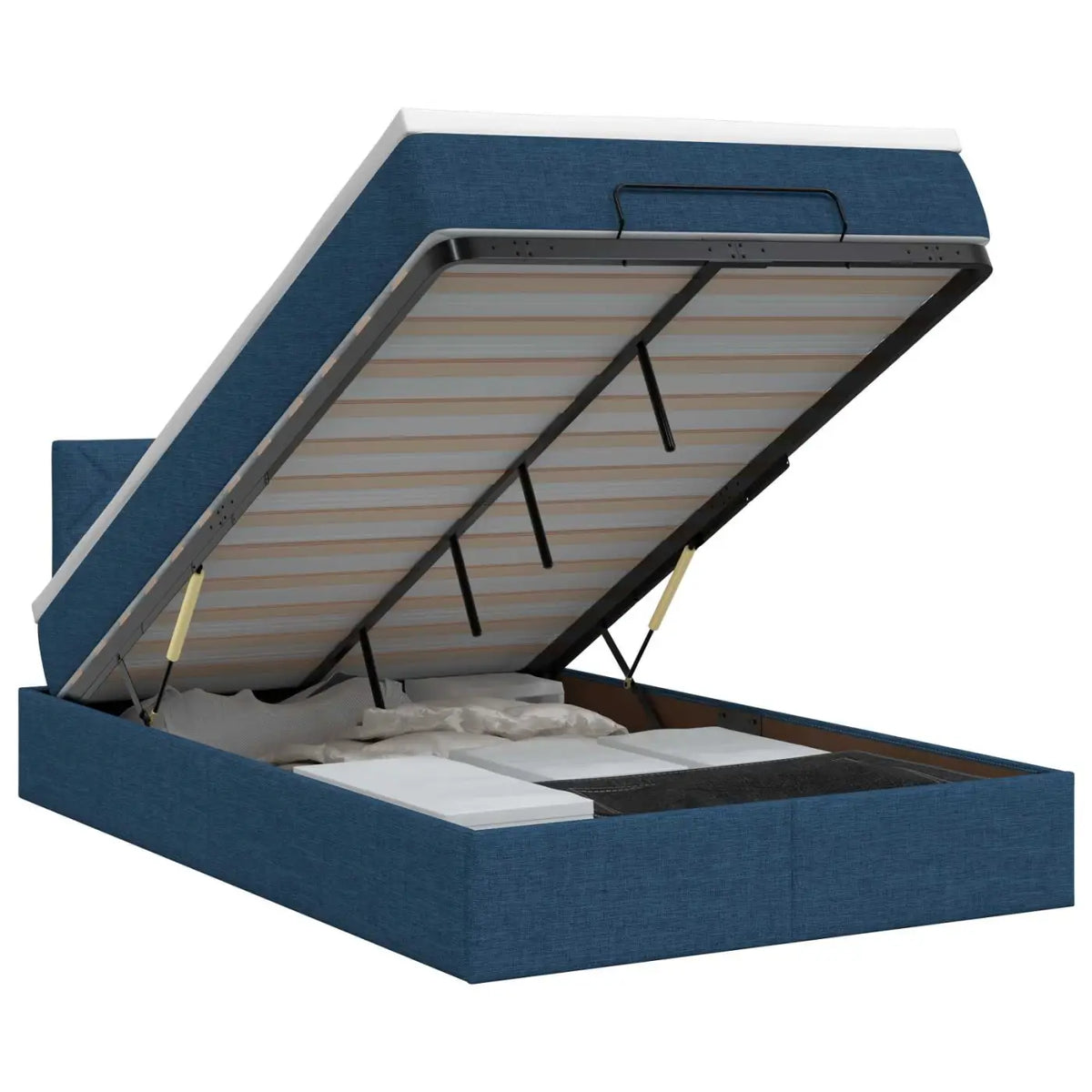 Lit ottoman avec matelas Bleu 120 x 200 cm Tissu - XIOS