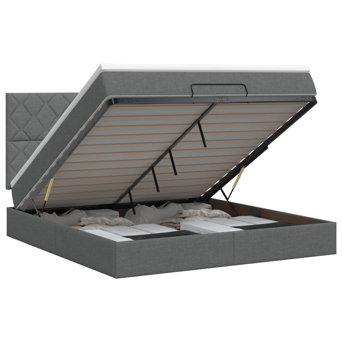 Lit ottoman avec matelas Gris foncé 140 x 200 cm Tissu