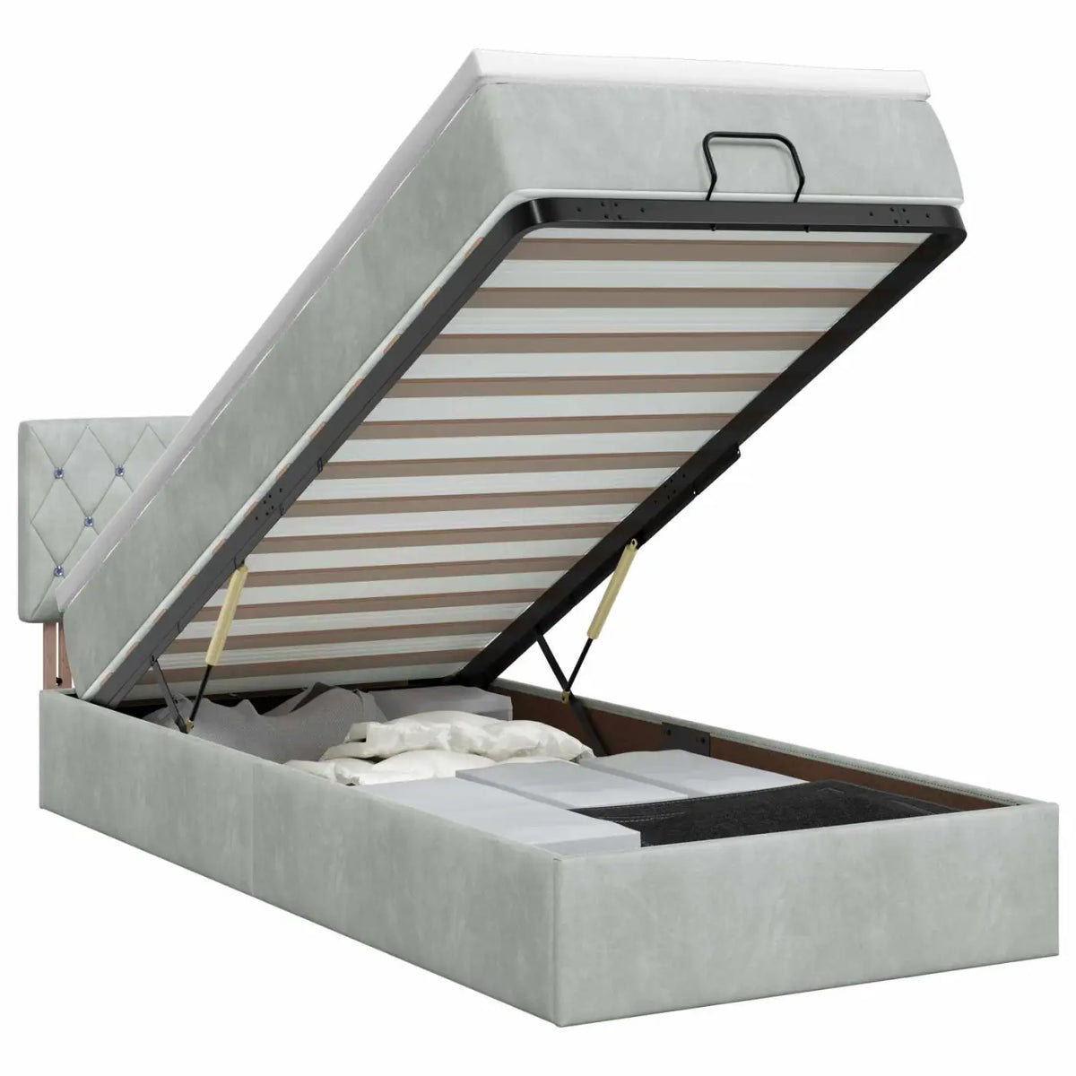 Lit ottoman avec matelas Gris clair 80 x 200 cm Velours - XIOS