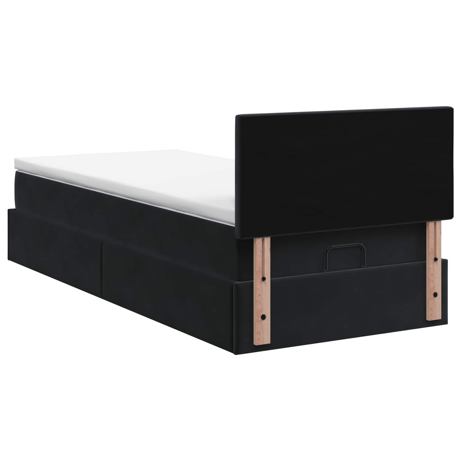 Lit ottoman avec matelas Noir 80 x 200 cm Velours