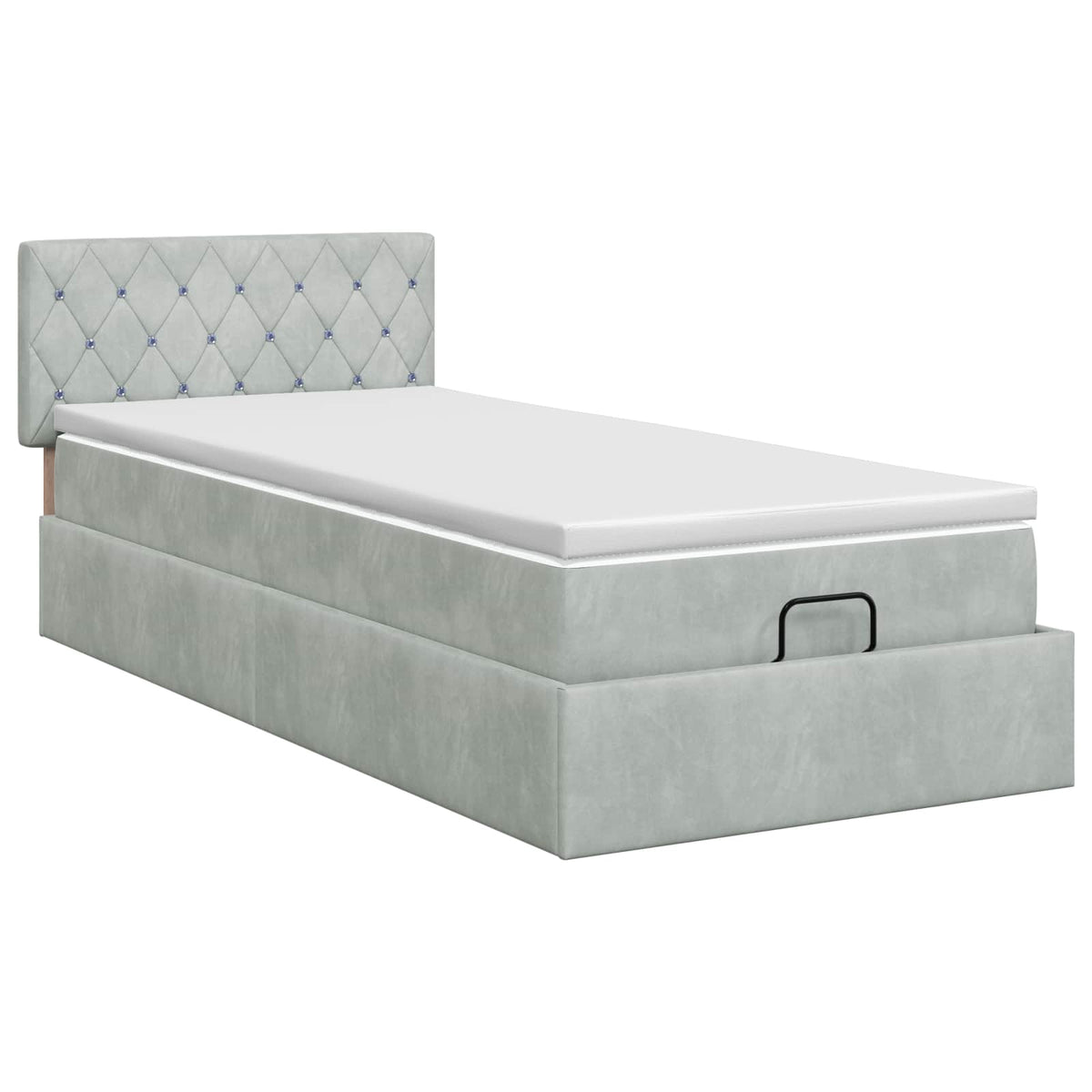 Lit ottoman avec matelas Gris clair 90 x 190 cm Velours