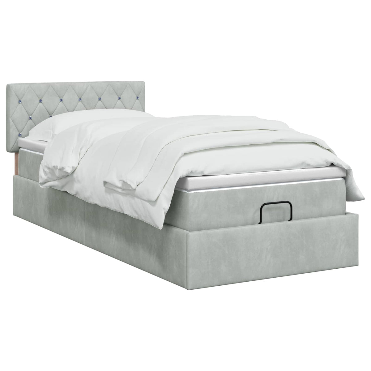 Lit ottoman avec matelas Gris clair 90 x 190 cm Velours