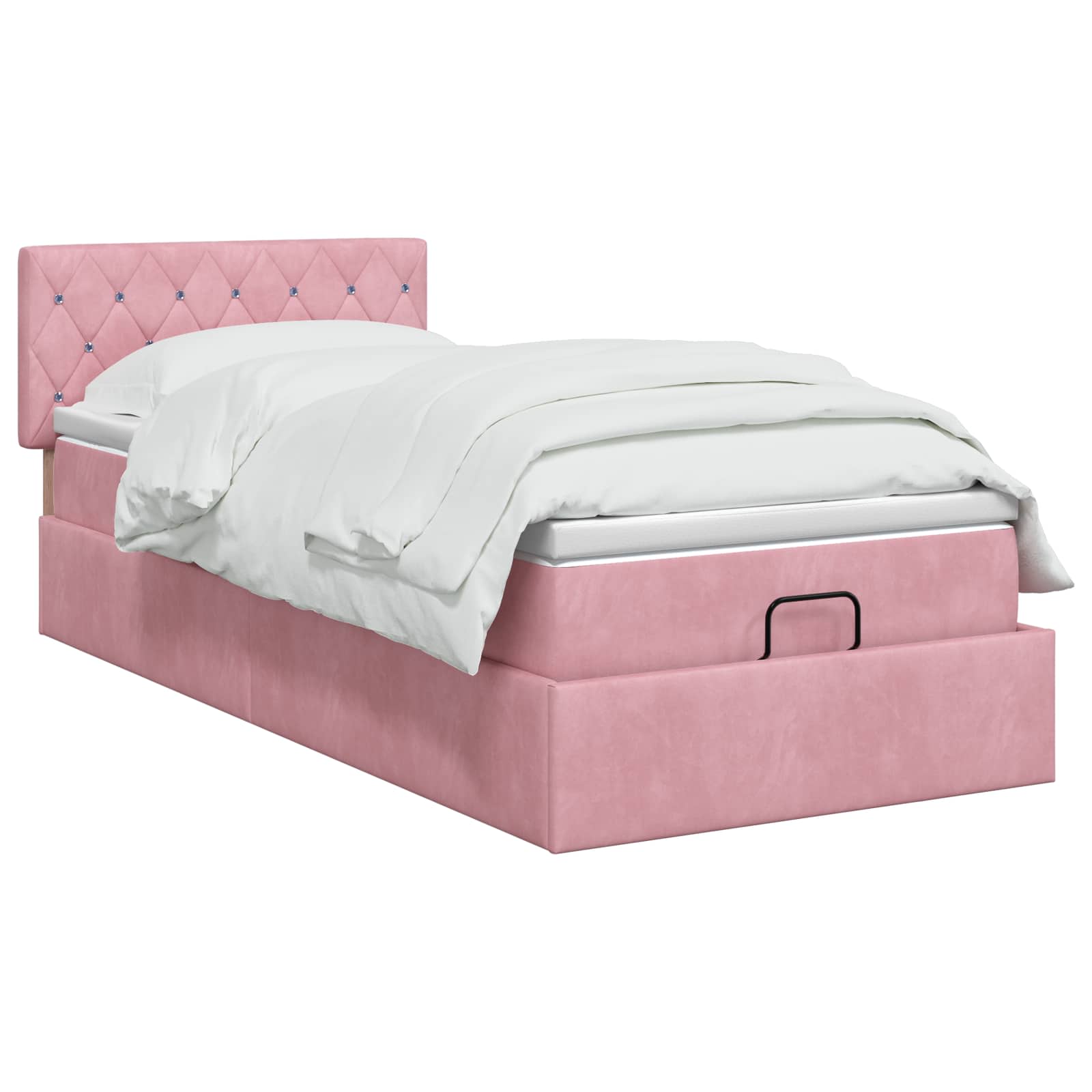 Lit ottoman avec matelas Rose 90 x 200 cm Velours