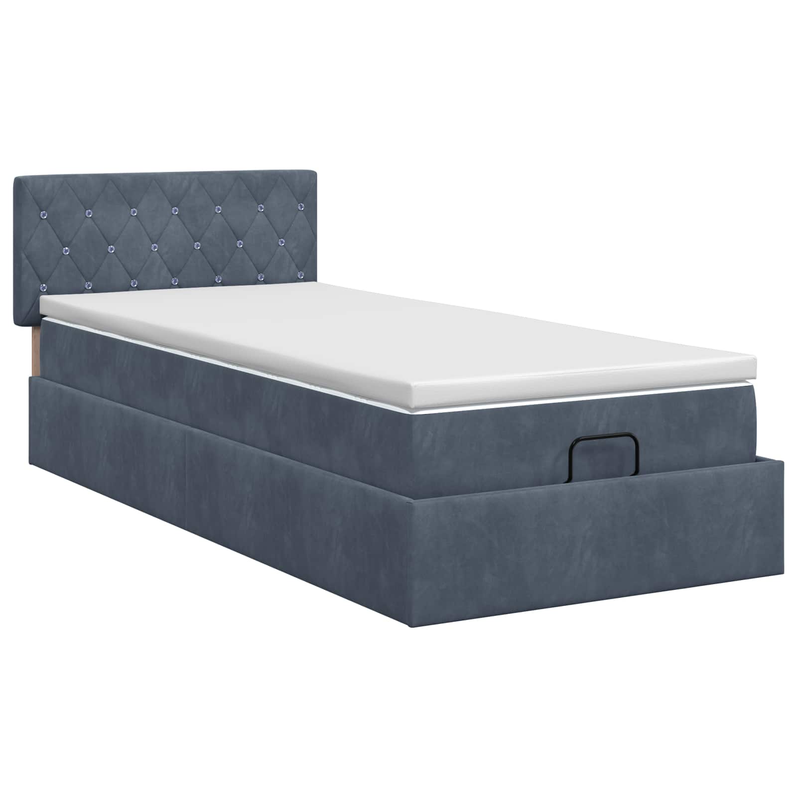 Lit ottoman avec matelas Gris foncé 100 x 200 cm Velours - XIOS