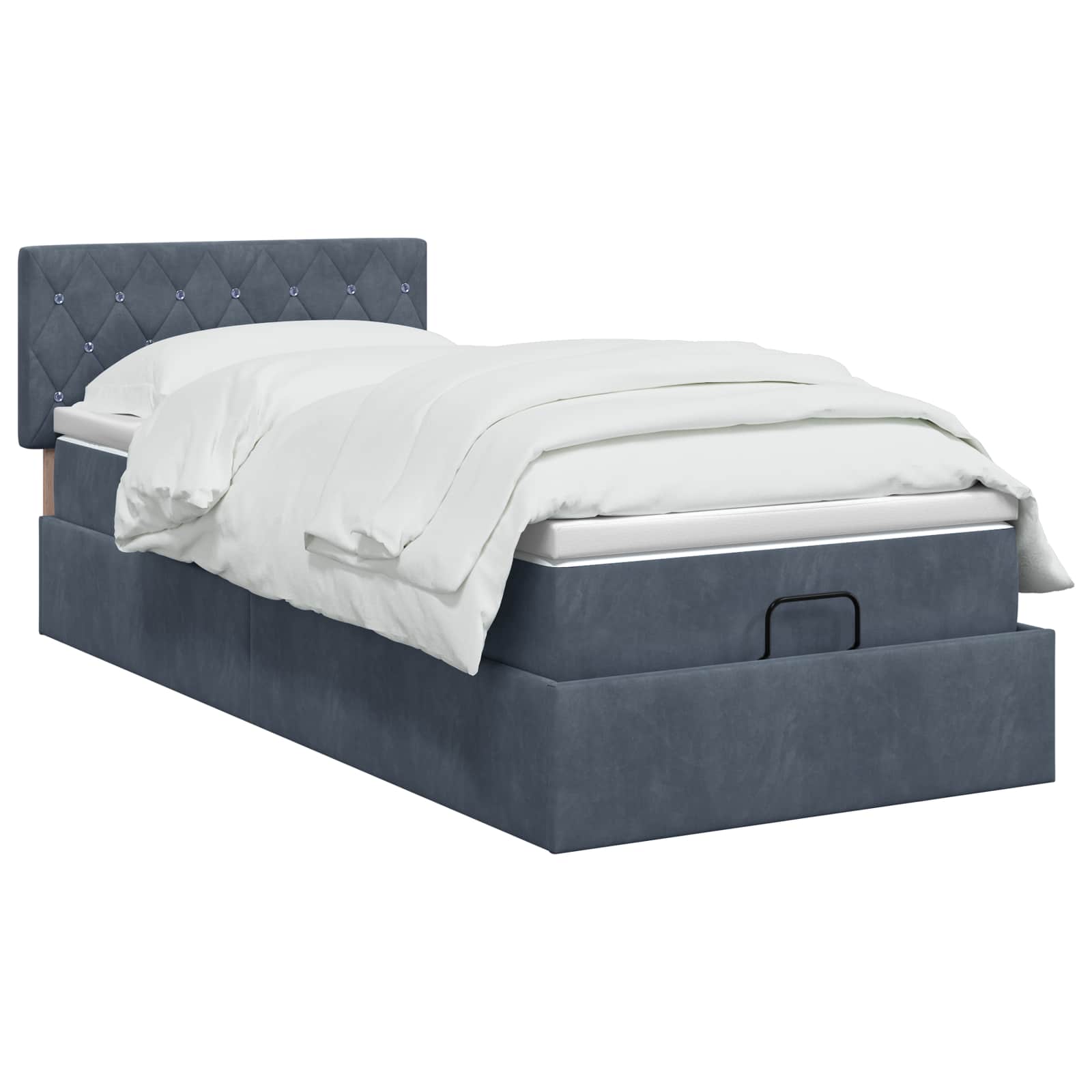 Lit ottoman avec matelas Gris foncé 100 x 200 cm Velours - XIOS