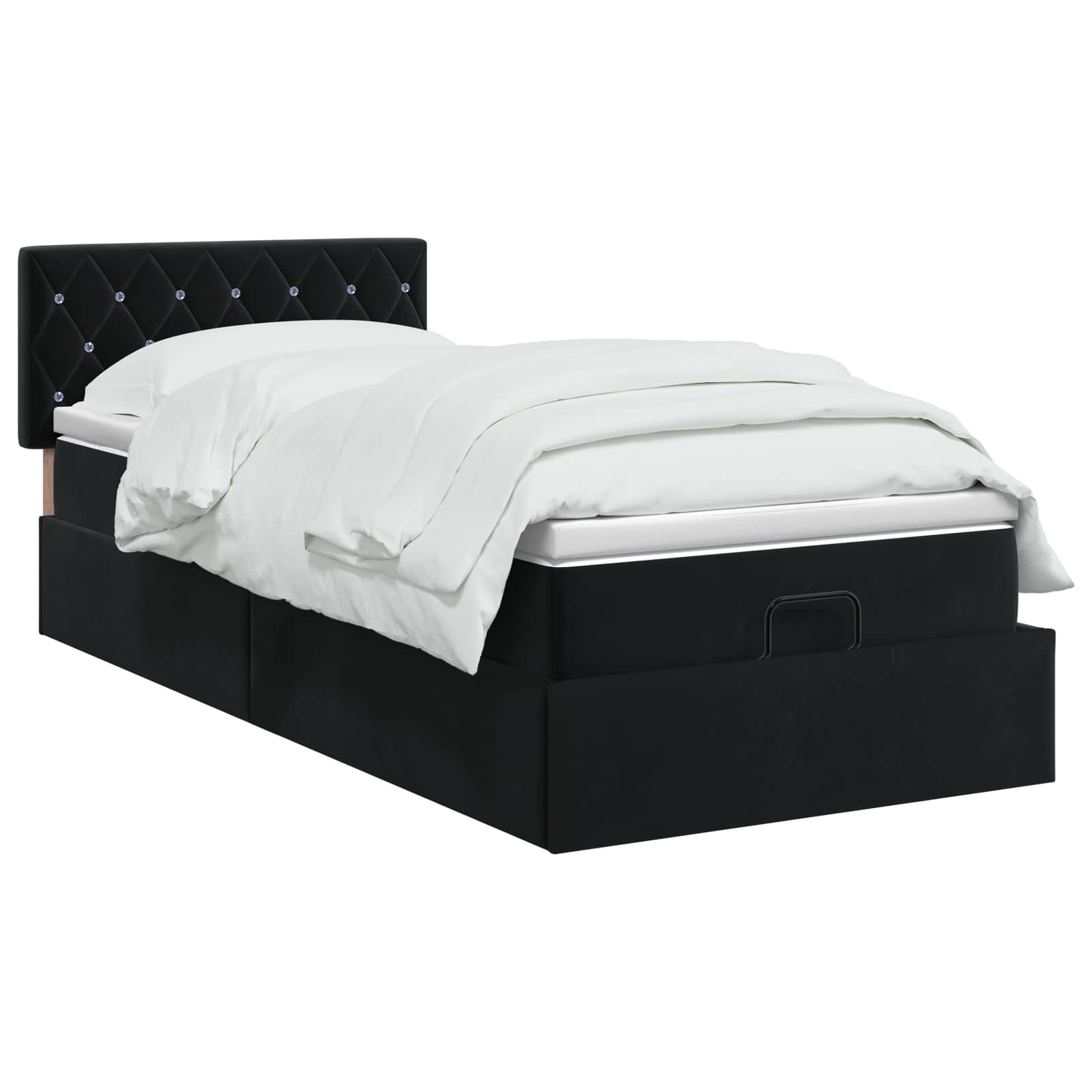 Lit ottoman avec matelas Noir 100 x 200 cm Velours