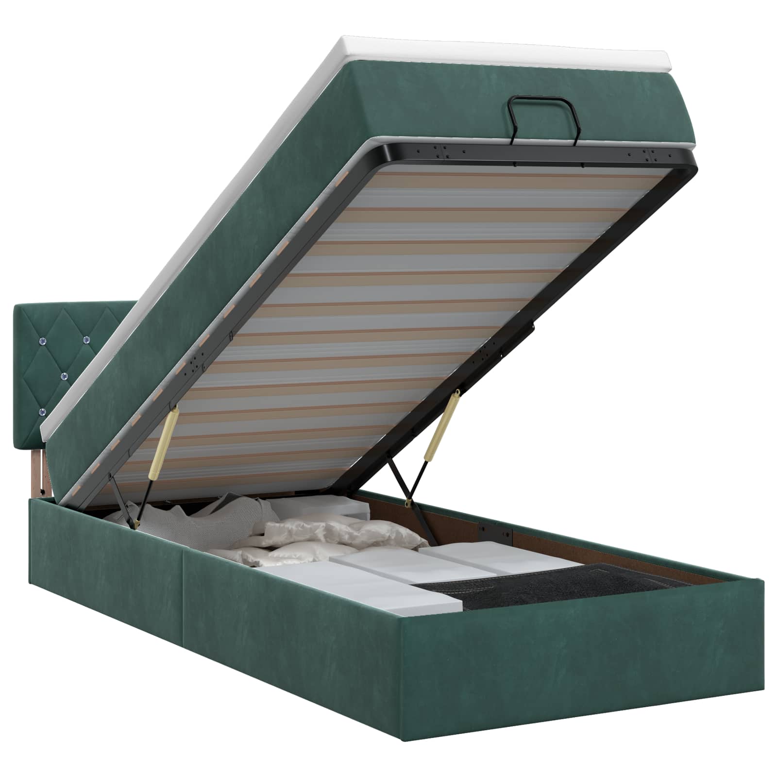 Lit ottoman avec matelas Vert foncé 100 x 200 cm Velours