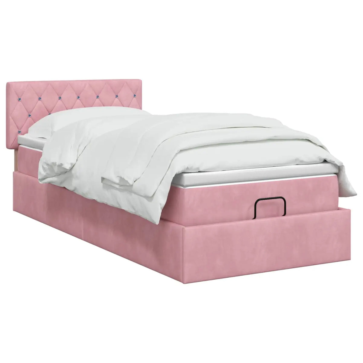 Lit ottoman avec matelas Rose 100 x 200 cm Velours - XIOS