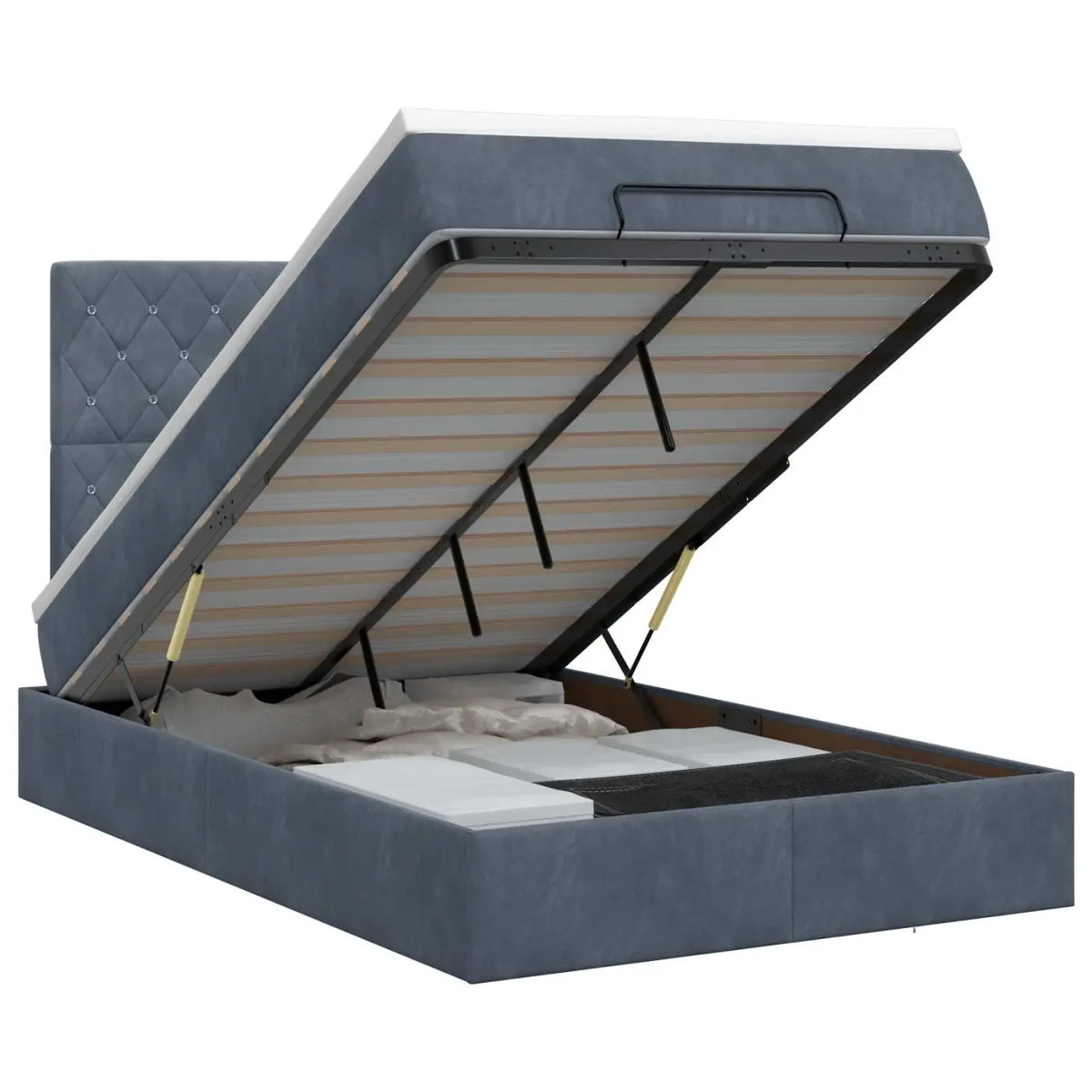 Lit ottoman avec matelas Gris foncé 120 x 190 cm Velours - XIOS