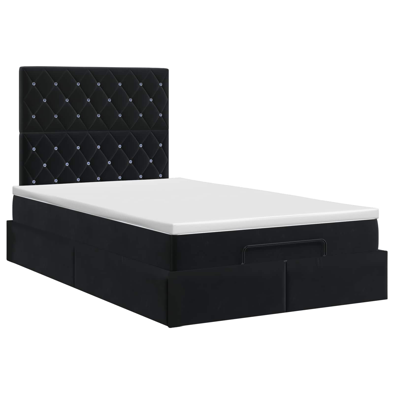 Lit ottoman avec matelas Noir 120 x 190 cm Velours
