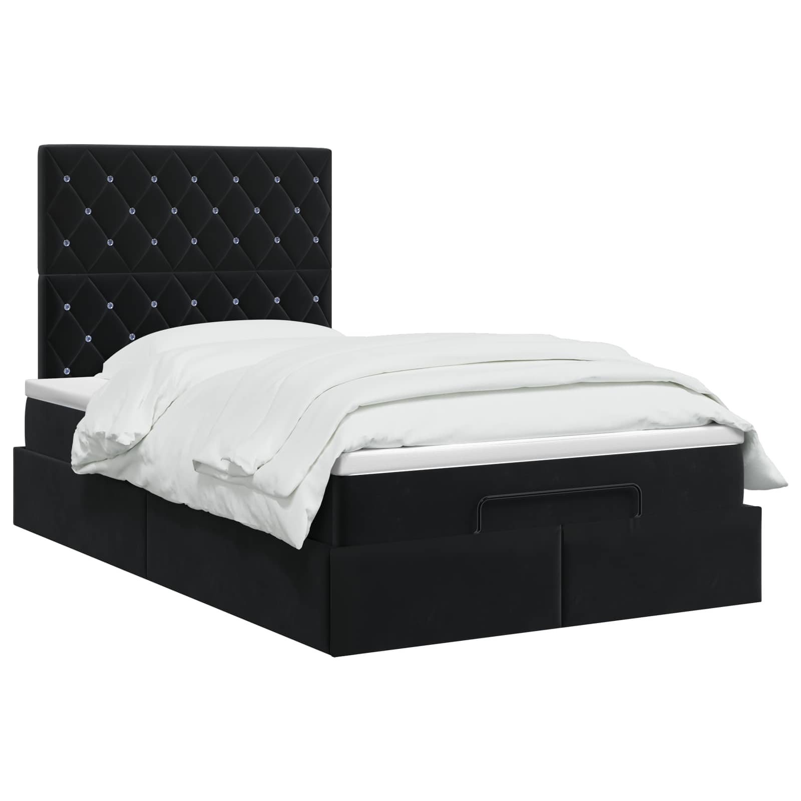 Lit ottoman avec matelas Noir 120 x 190 cm Velours