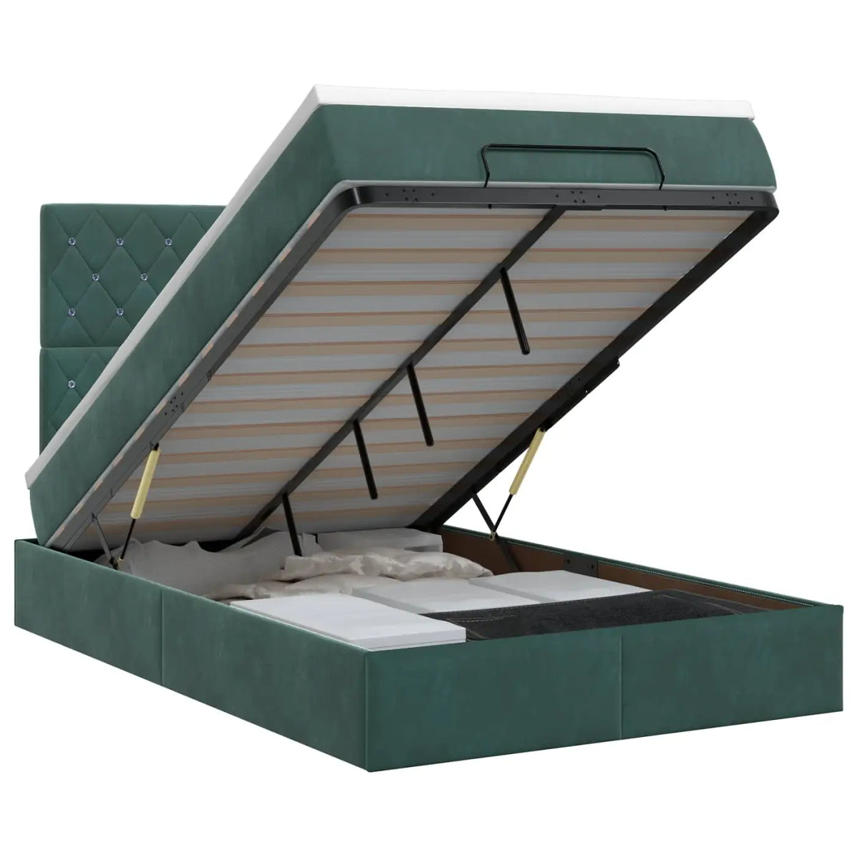 Lit ottoman avec matelas Vert foncé 120 x 190 cm Velours - XIOS