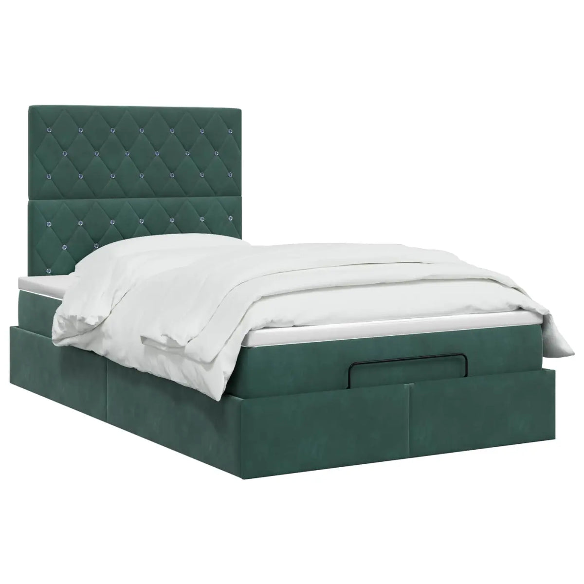 Lit ottoman avec matelas Vert foncé 120 x 190 cm Velours - XIOS