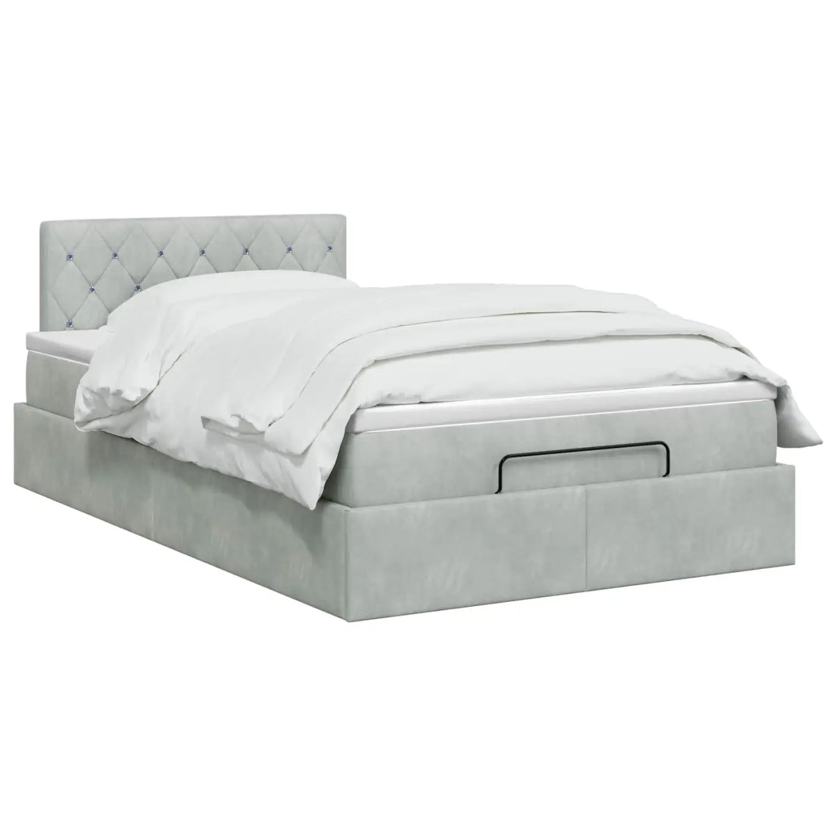 Lit ottoman avec matelas Gris clair 120 x 200 cm Velours - XIOS