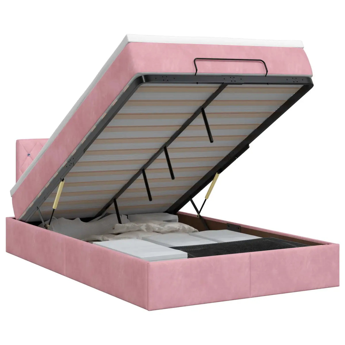 Lit ottoman avec matelas Rose 120 x 200 cm Velours - XIOS