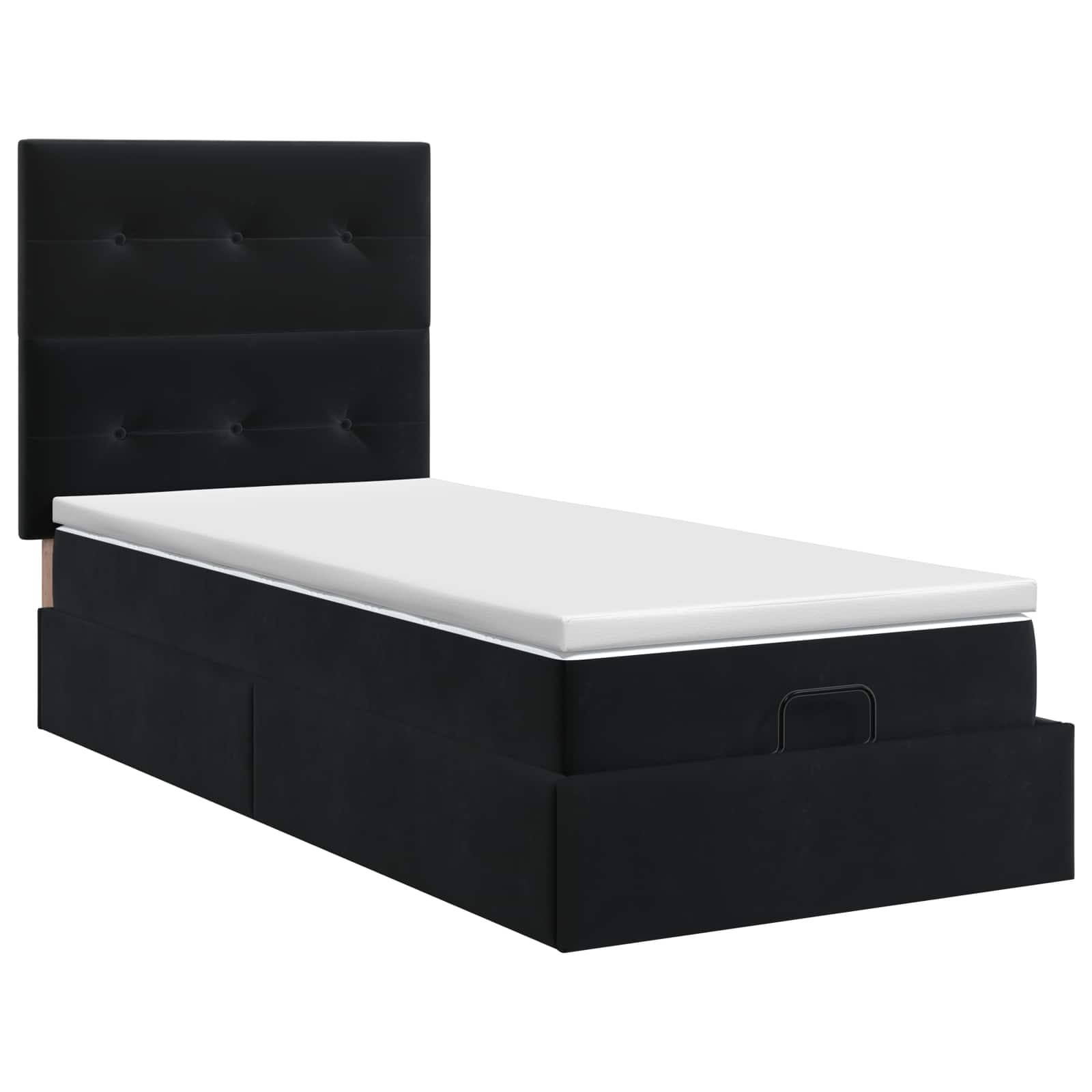 Lit ottoman avec matelas Noir 80 x 200 cm Velours