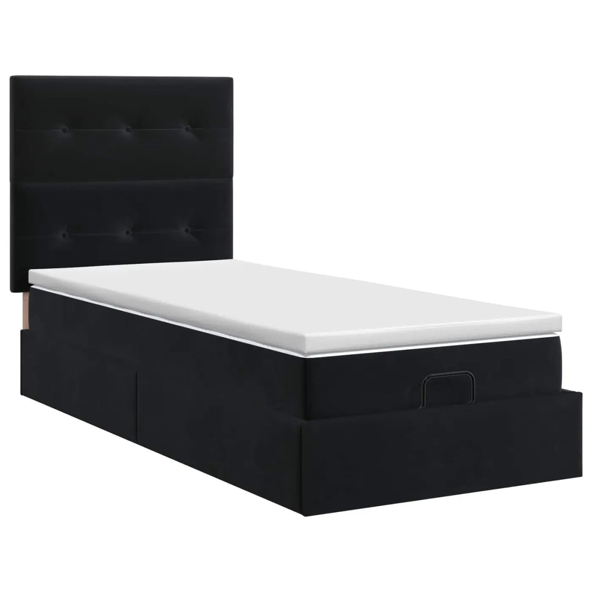 Lit ottoman avec matelas Noir 80 x 200 cm Velours - XIOS