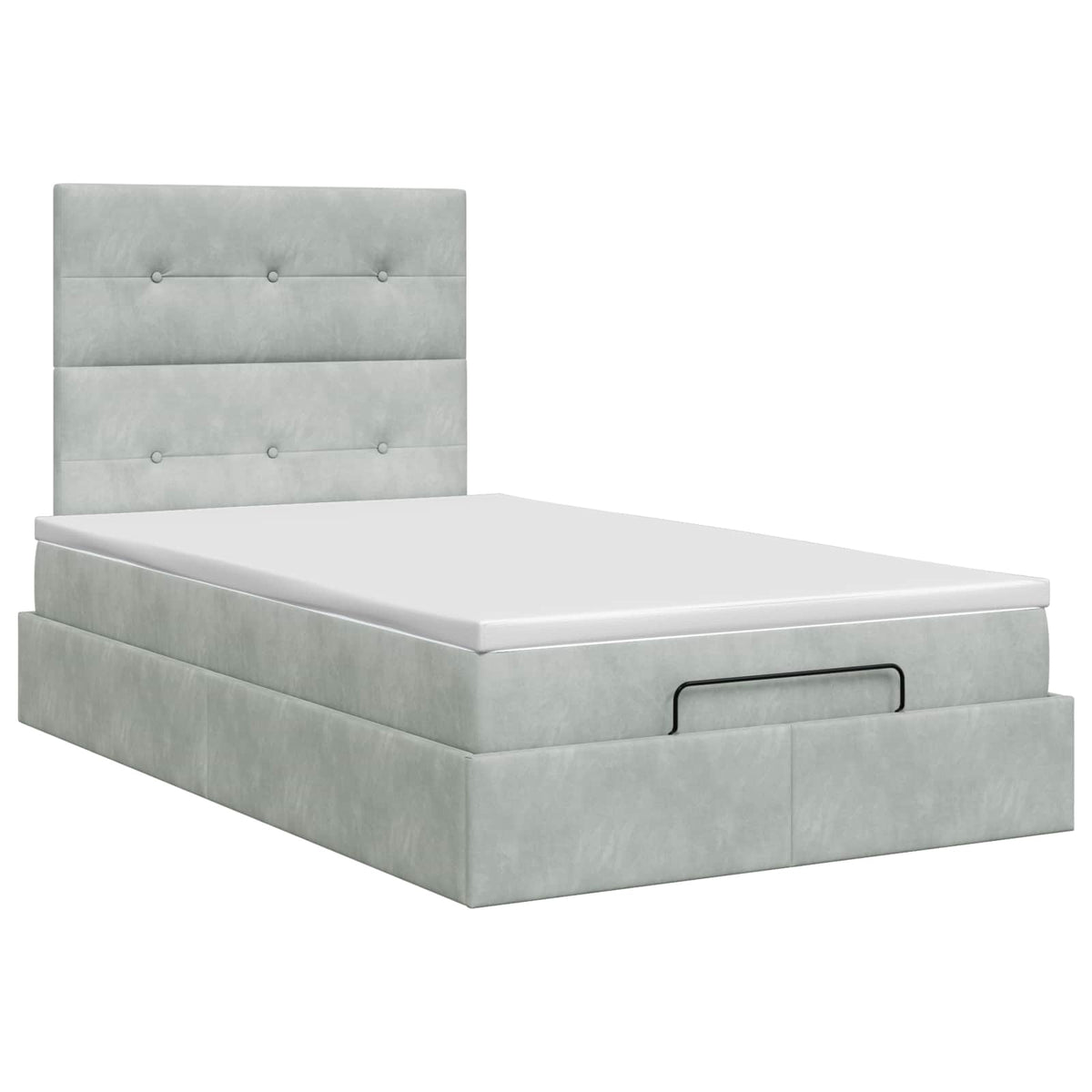 Lit ottoman avec matelas Gris clair 120 x 190 cm Velours