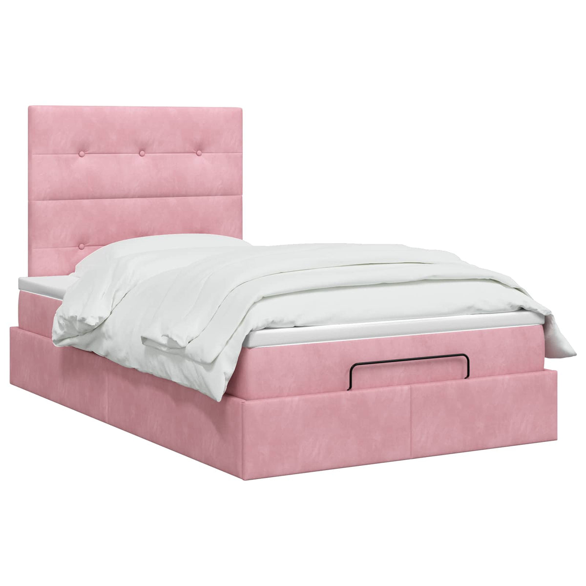 Lit ottoman avec matelas Rose 120 x 190 cm Velours