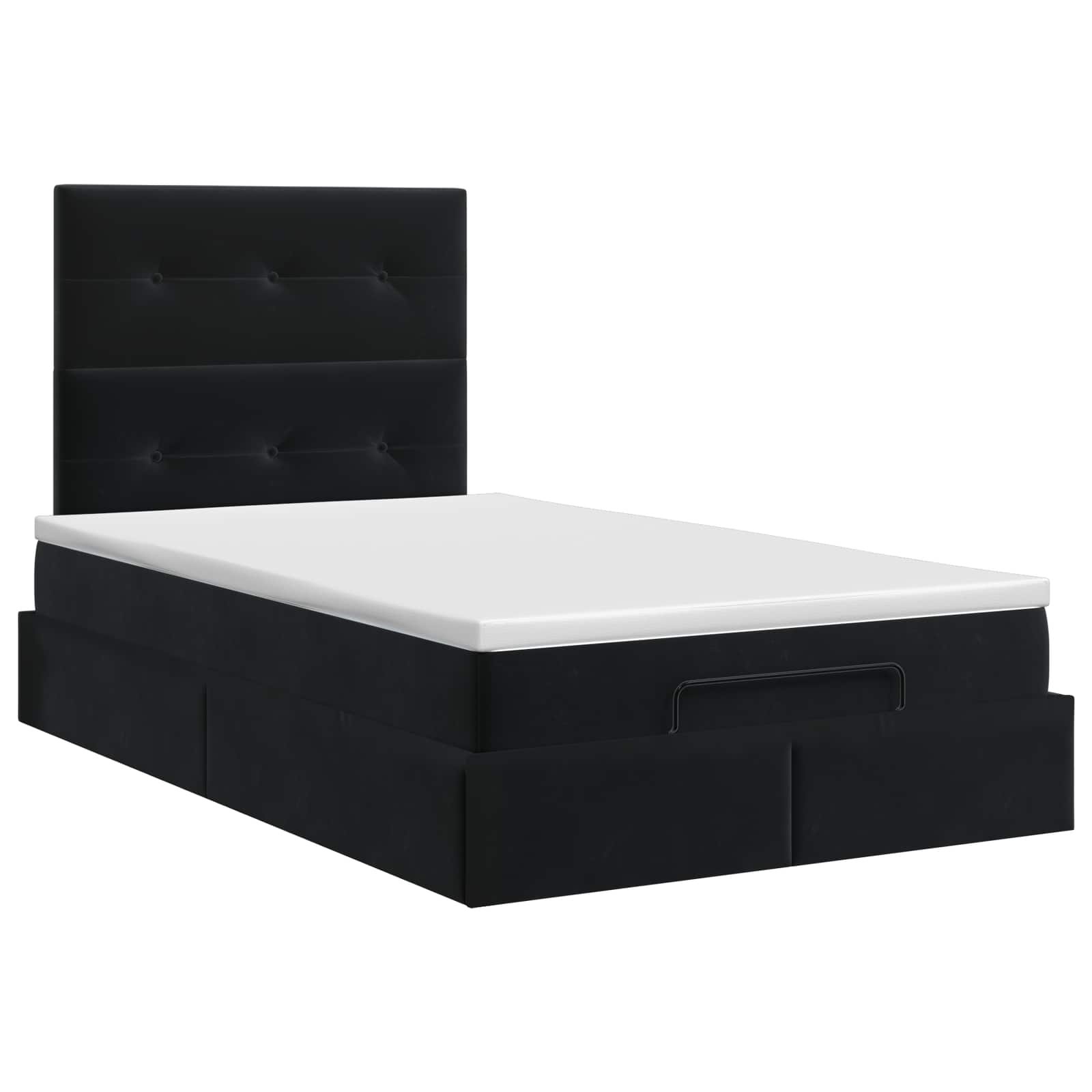 Lit ottoman avec matelas Noir 120 x 200 cm Velours