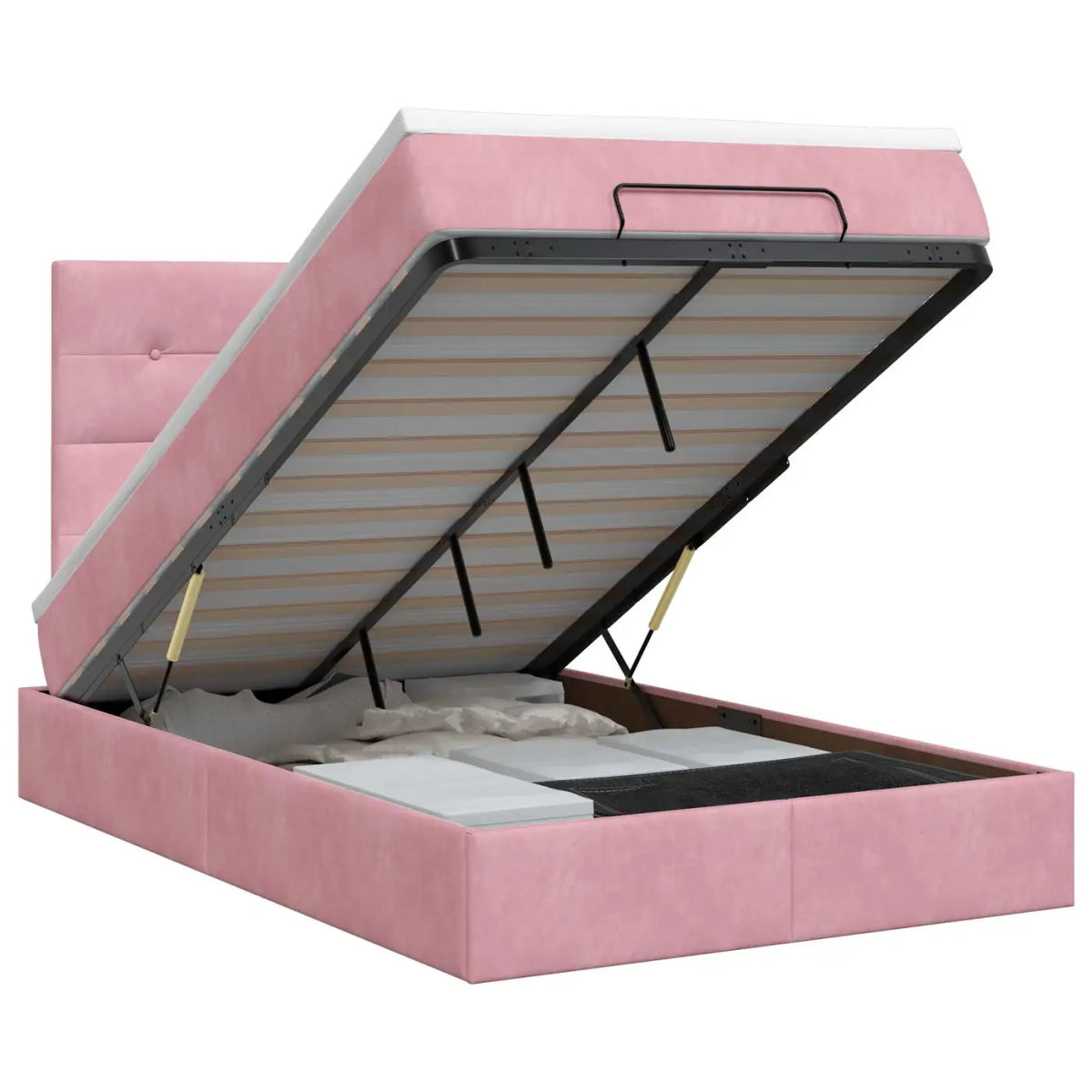 Lit ottoman avec matelas Rose 120 x 200 cm Velours - XIOS
