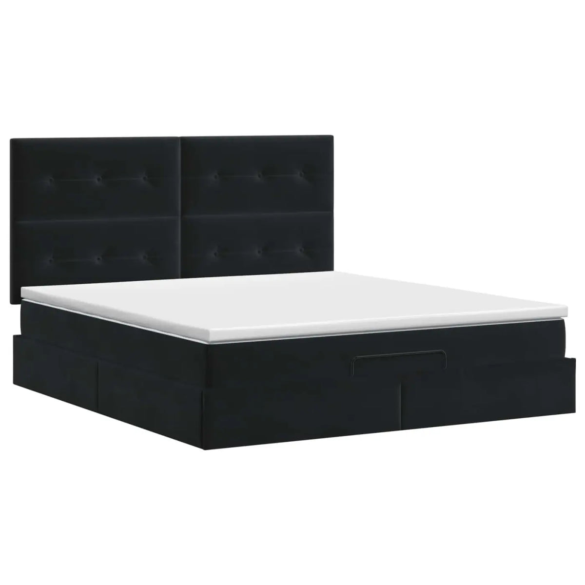 Lit ottoman avec matelas Noir 140 x 190 cm Velours - XIOS
