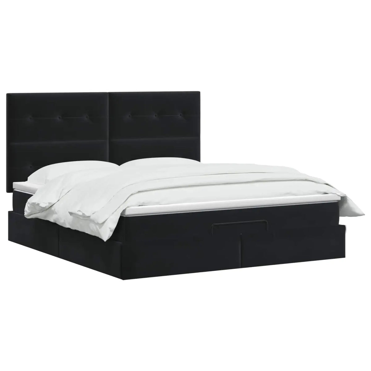 Lit ottoman avec matelas Noir 140 x 190 cm Velours - XIOS