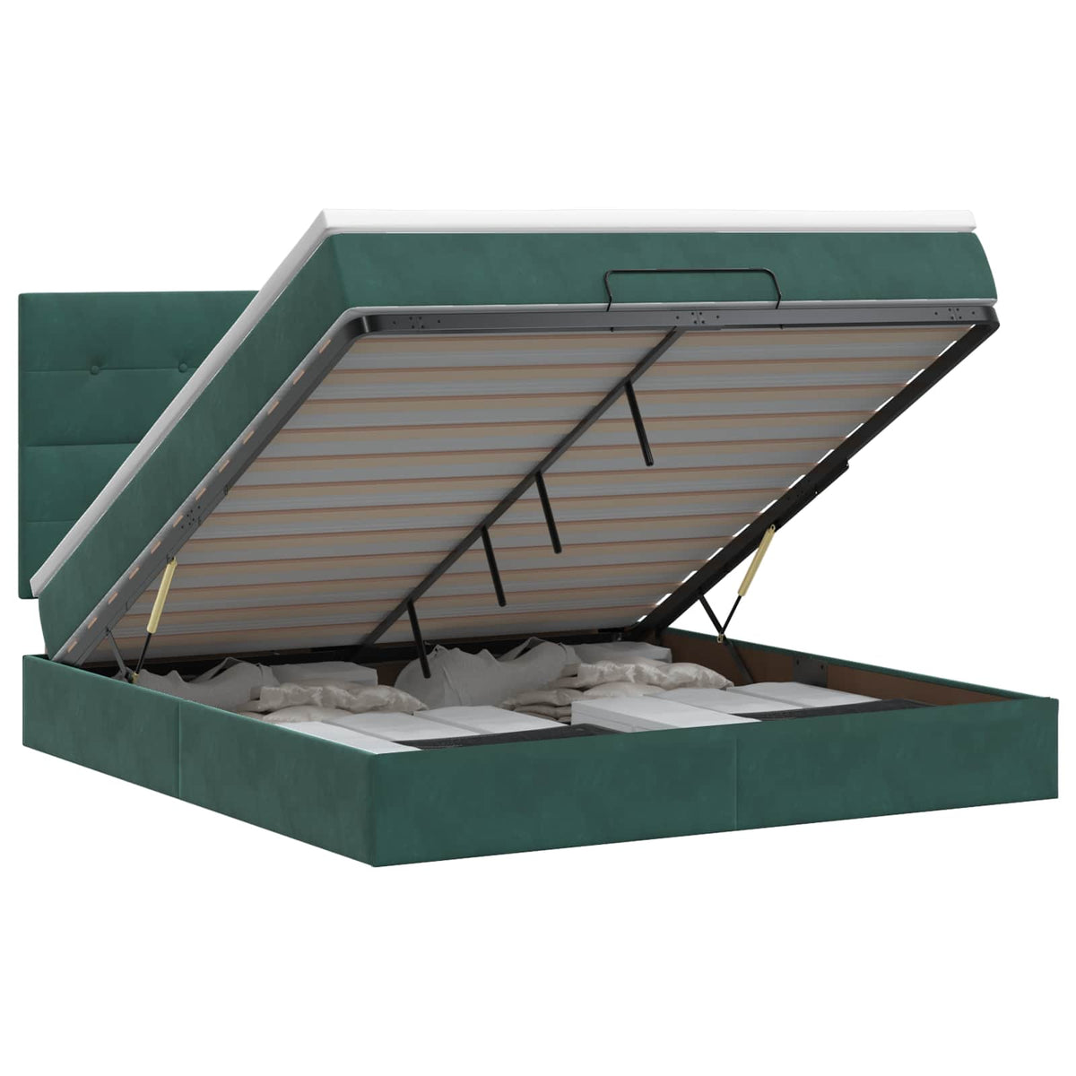 Lit ottoman avec matelas Vert foncé 140 x 190 cm Velours