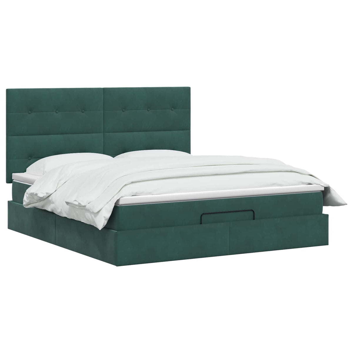 Lit ottoman avec matelas Vert foncé 140 x 190 cm Velours