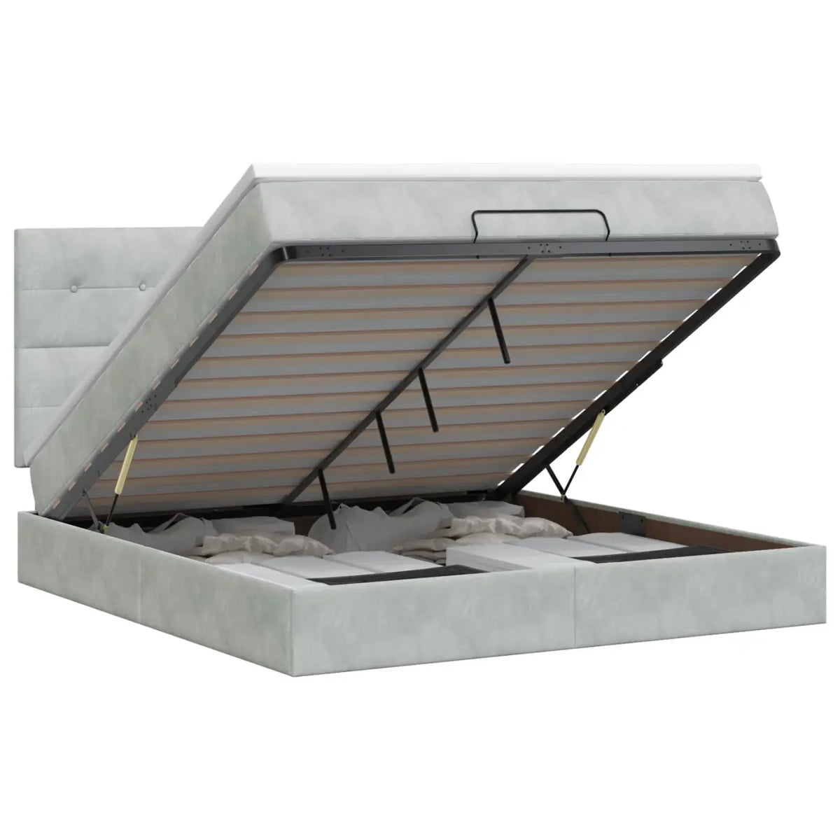 Lit ottoman avec matelas Gris clair 140 x 200 cm Velours - XIOS