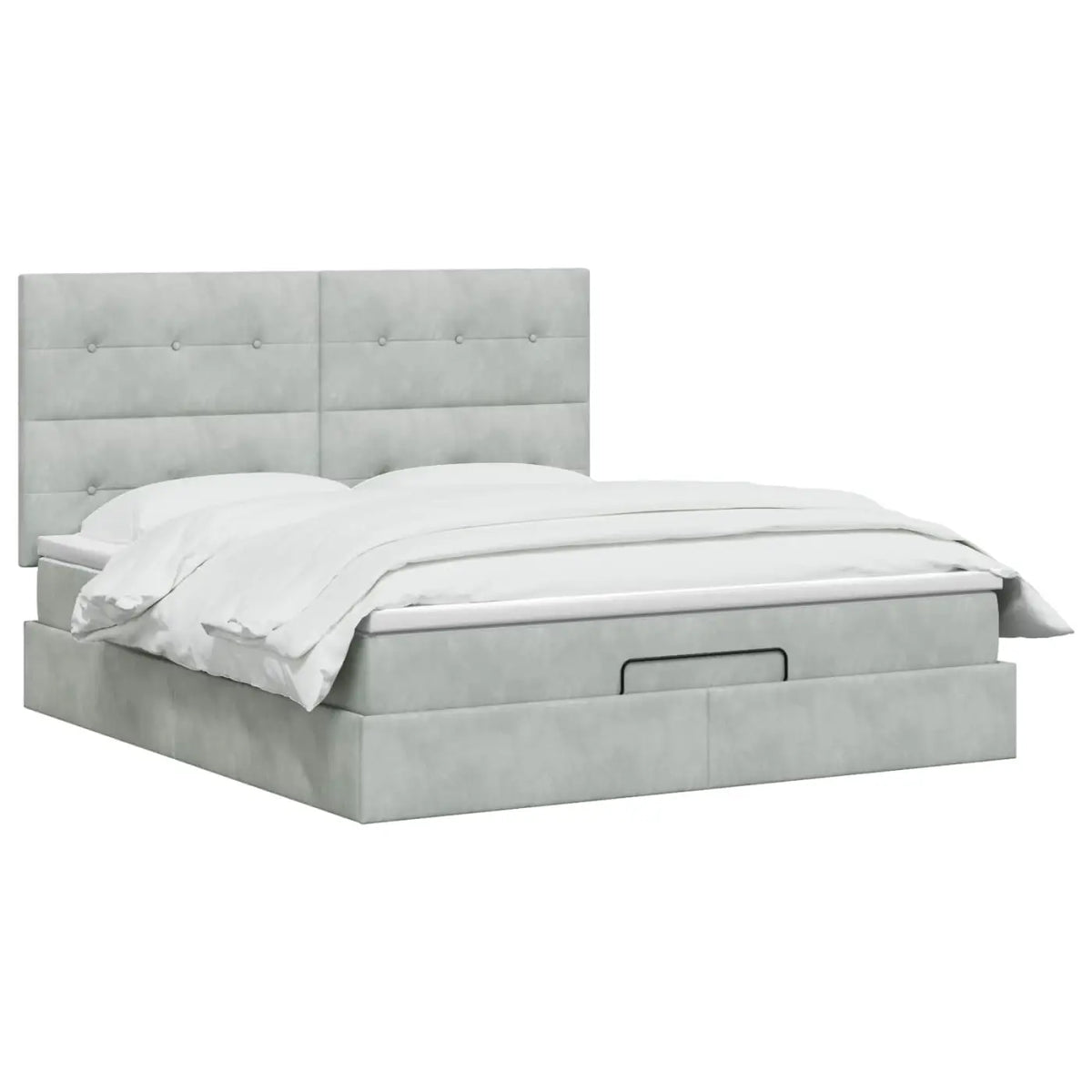 Lit ottoman avec matelas Gris clair 140 x 200 cm Velours - XIOS