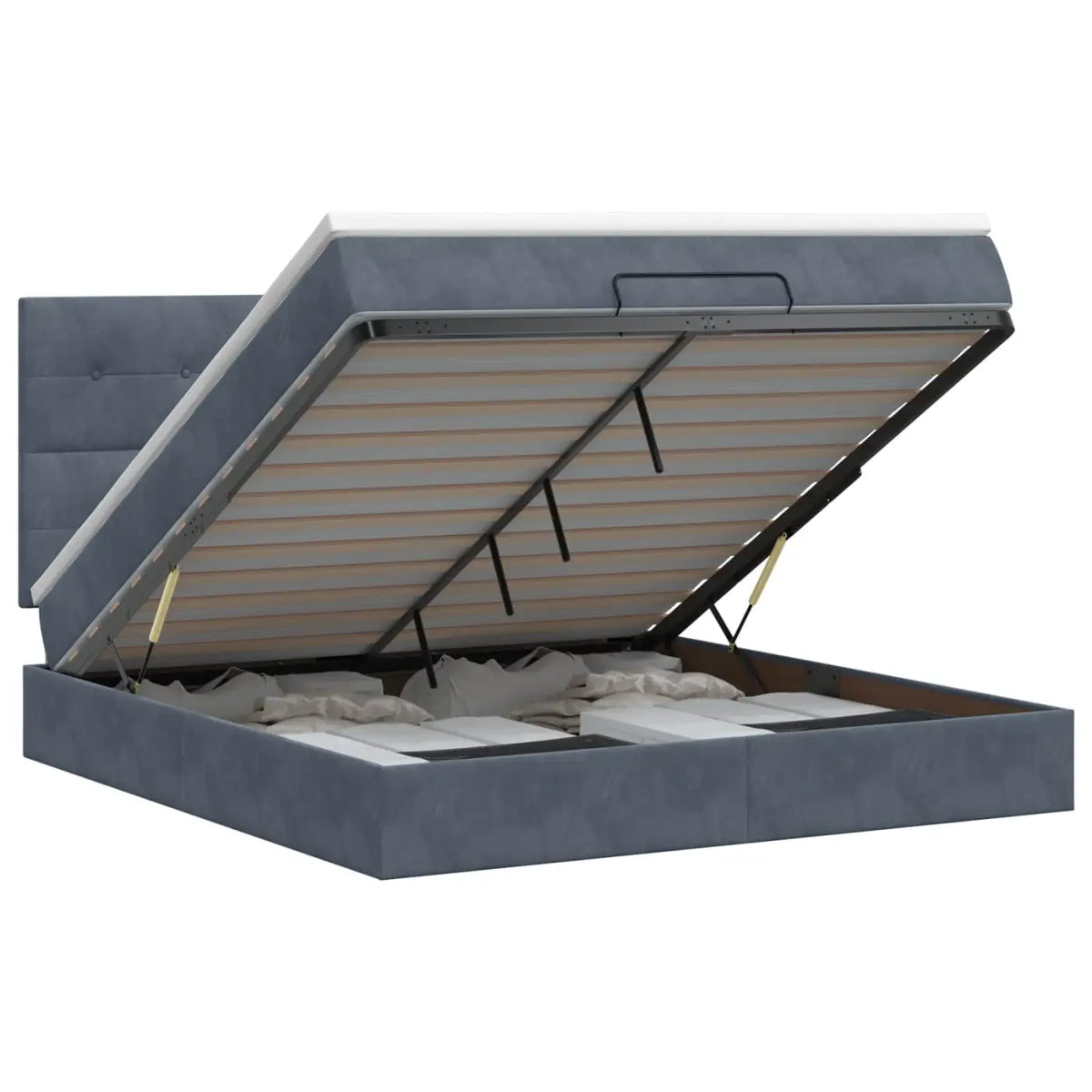 Lit ottoman avec matelas Gris foncé 140 x 200 cm Velours - XIOS