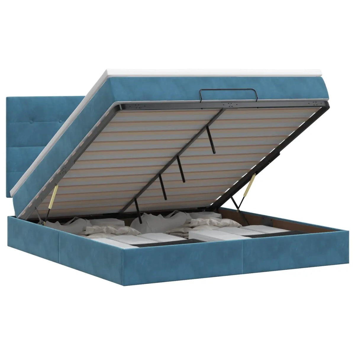 Lit ottoman avec matelas Bleu foncé 140 x 200 cm Velours - XIOS