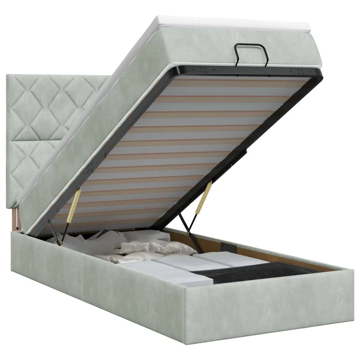 Lit ottoman avec matelas Gris clair 80 x 200 cm Velours - XIOS