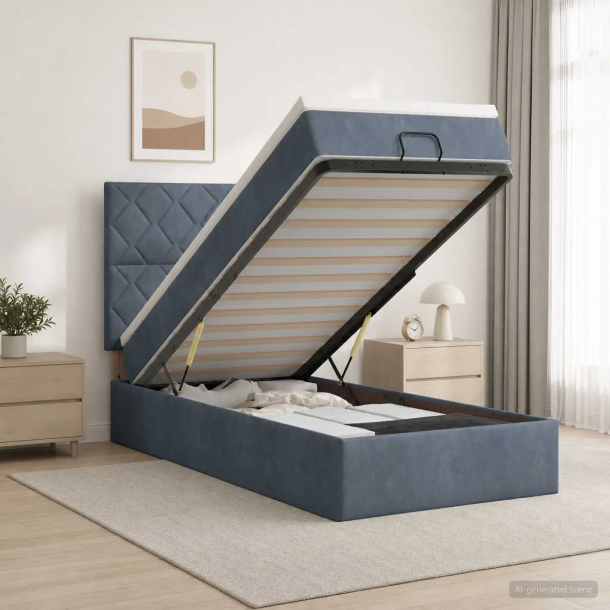 Lit coffre avec matelas et LED Gris foncé 80 x 200 cm Velours - XIOS
