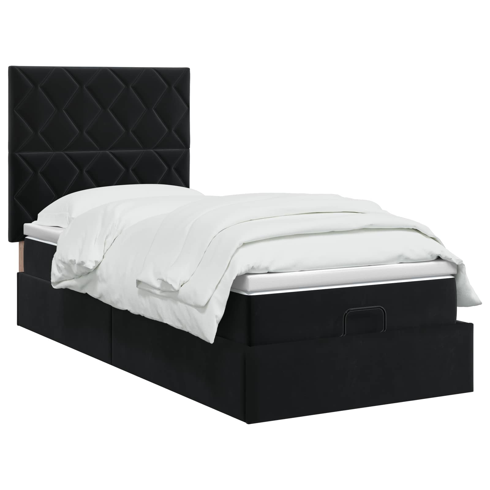Lit ottoman avec matelas Noir 80 x 200 cm Velours