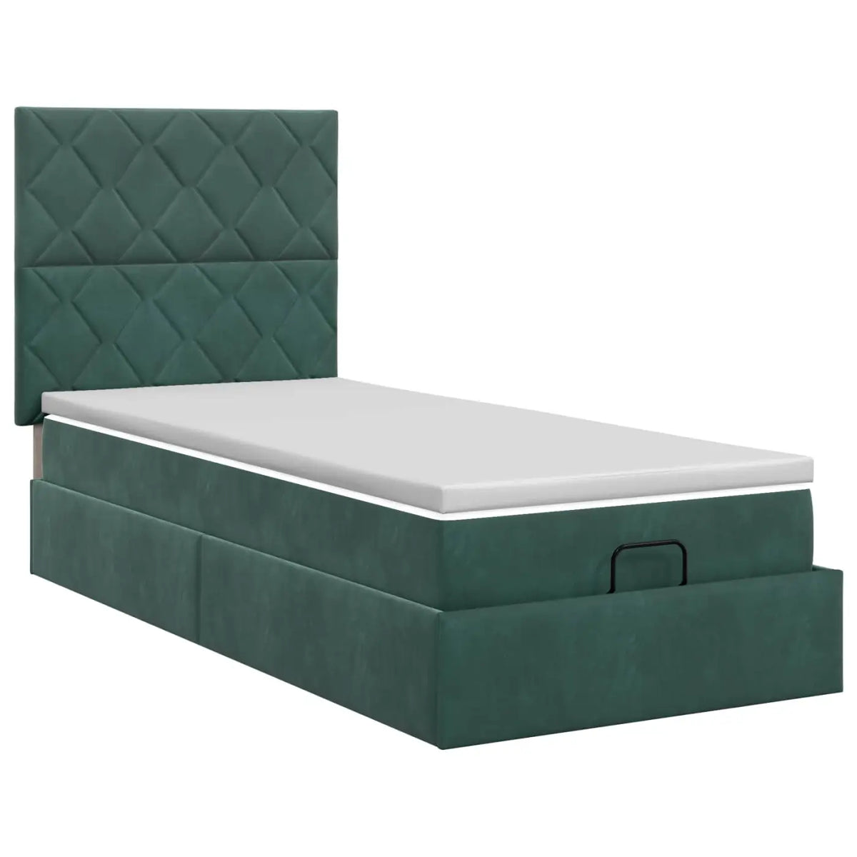 Lit ottoman avec matelas Vert foncé 80 x 200 cm Velours - XIOS