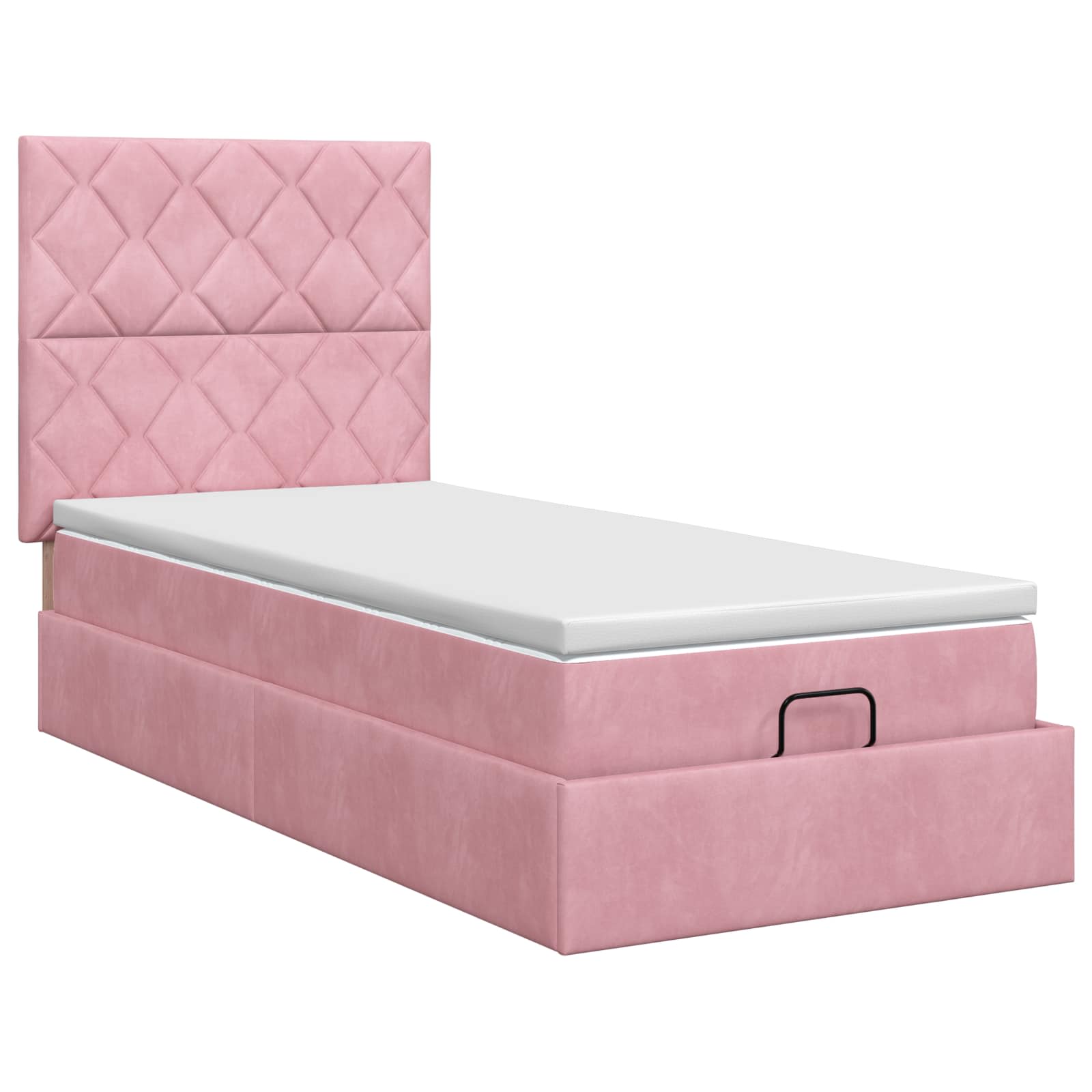 Lit ottoman avec matelas Rose 90 x 190 cm Velours