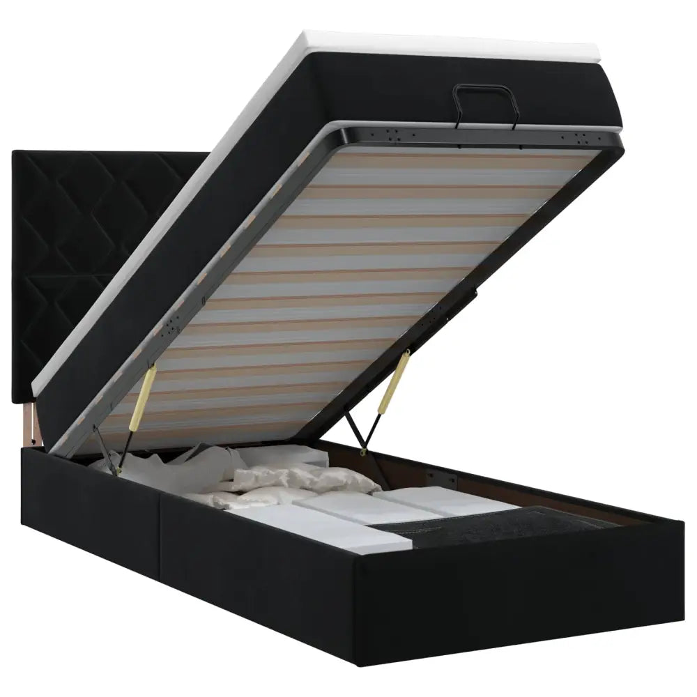 Lit ottoman avec matelas Noir 90 x 200 cm Velours - XIOS Store SNC