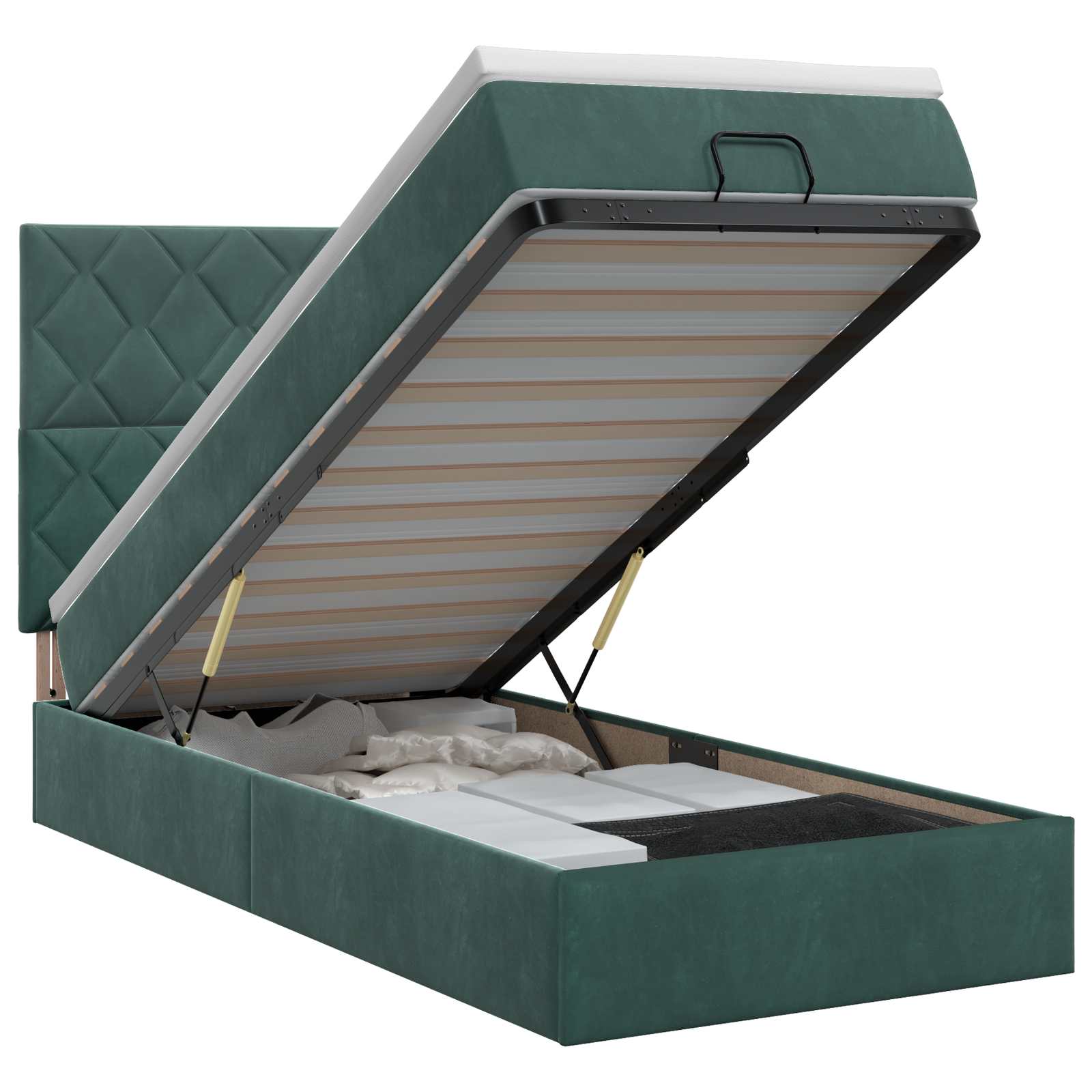 Lit ottoman avec matelas Vert foncé 90 x 200 cm Velours