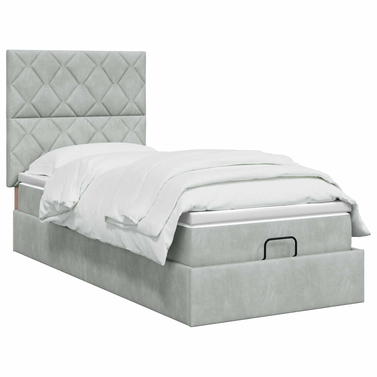 Lit ottoman avec matelas Gris clair 100 x 200 cm Velours