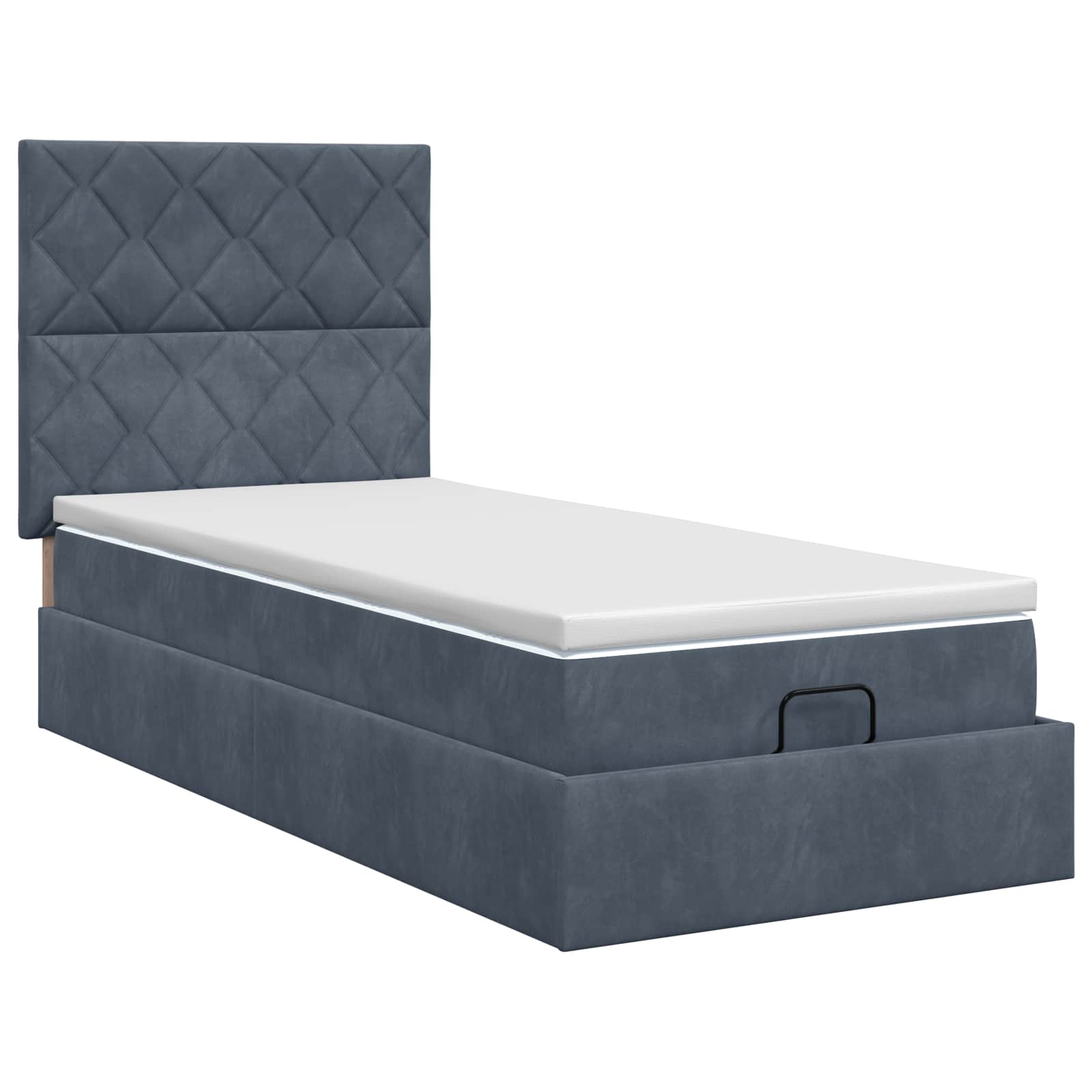 Lit ottoman avec matelas Gris foncé 100 x 200 cm Velours