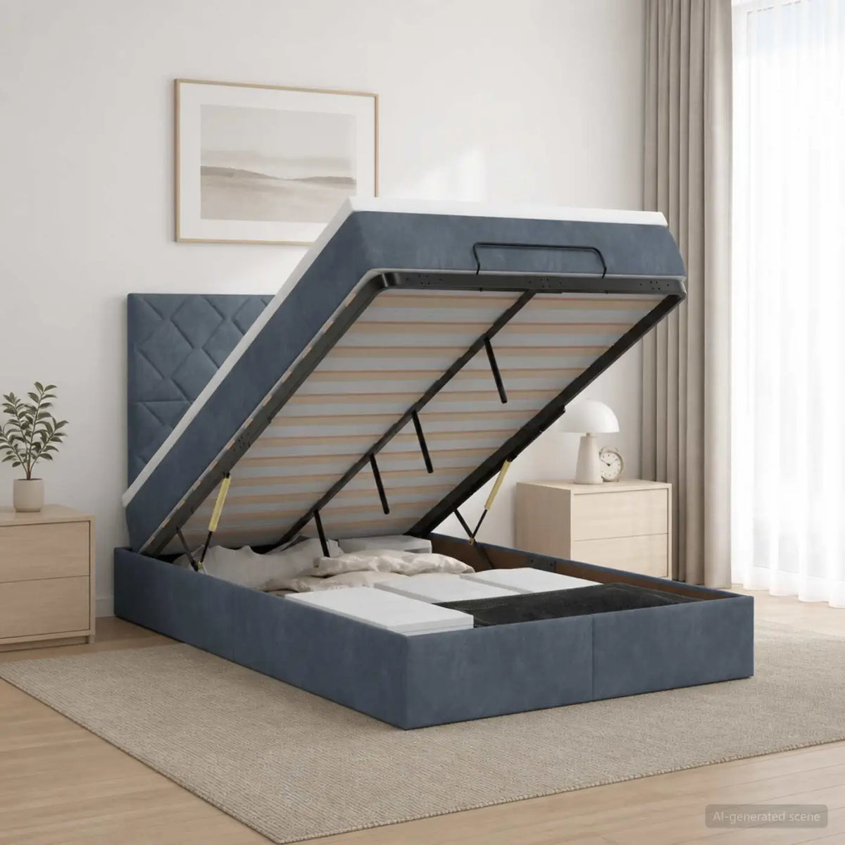 Lit ottoman avec matelas Gris foncé 120 x 200 cm Velours - XIOS