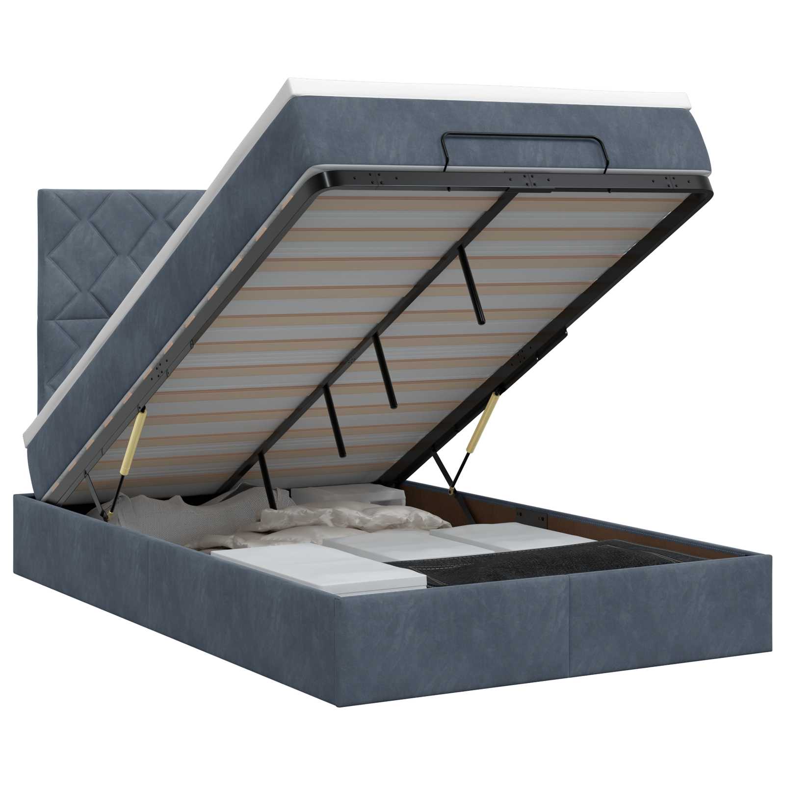 Lit ottoman avec matelas Gris foncé 120 x 190 cm Velours - XIOS
