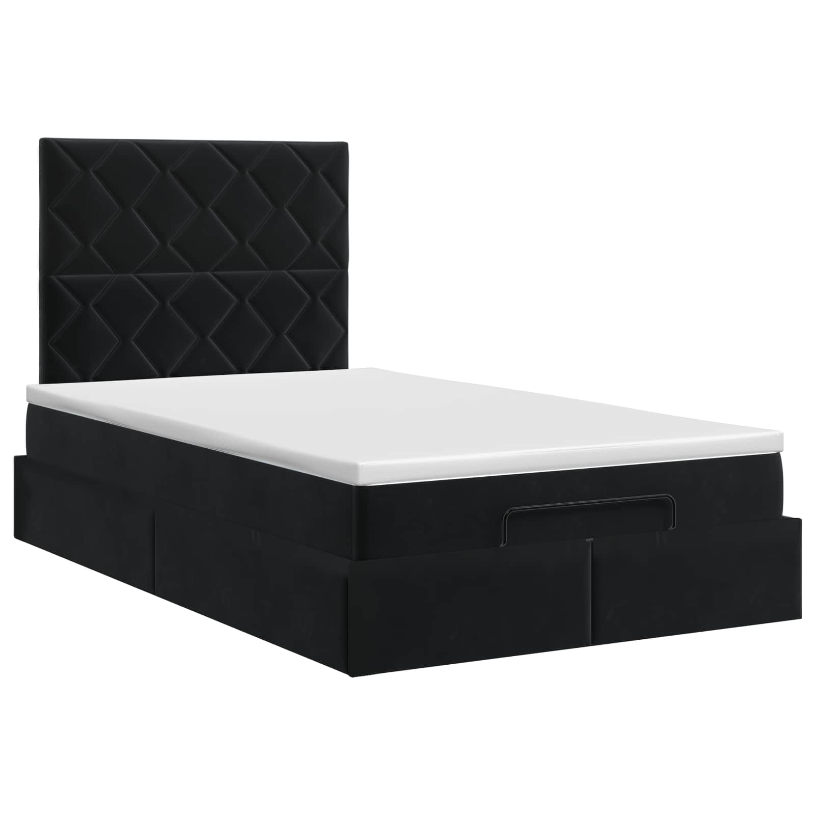 Lit ottoman avec matelas Noir 120 x 190 cm Velours
