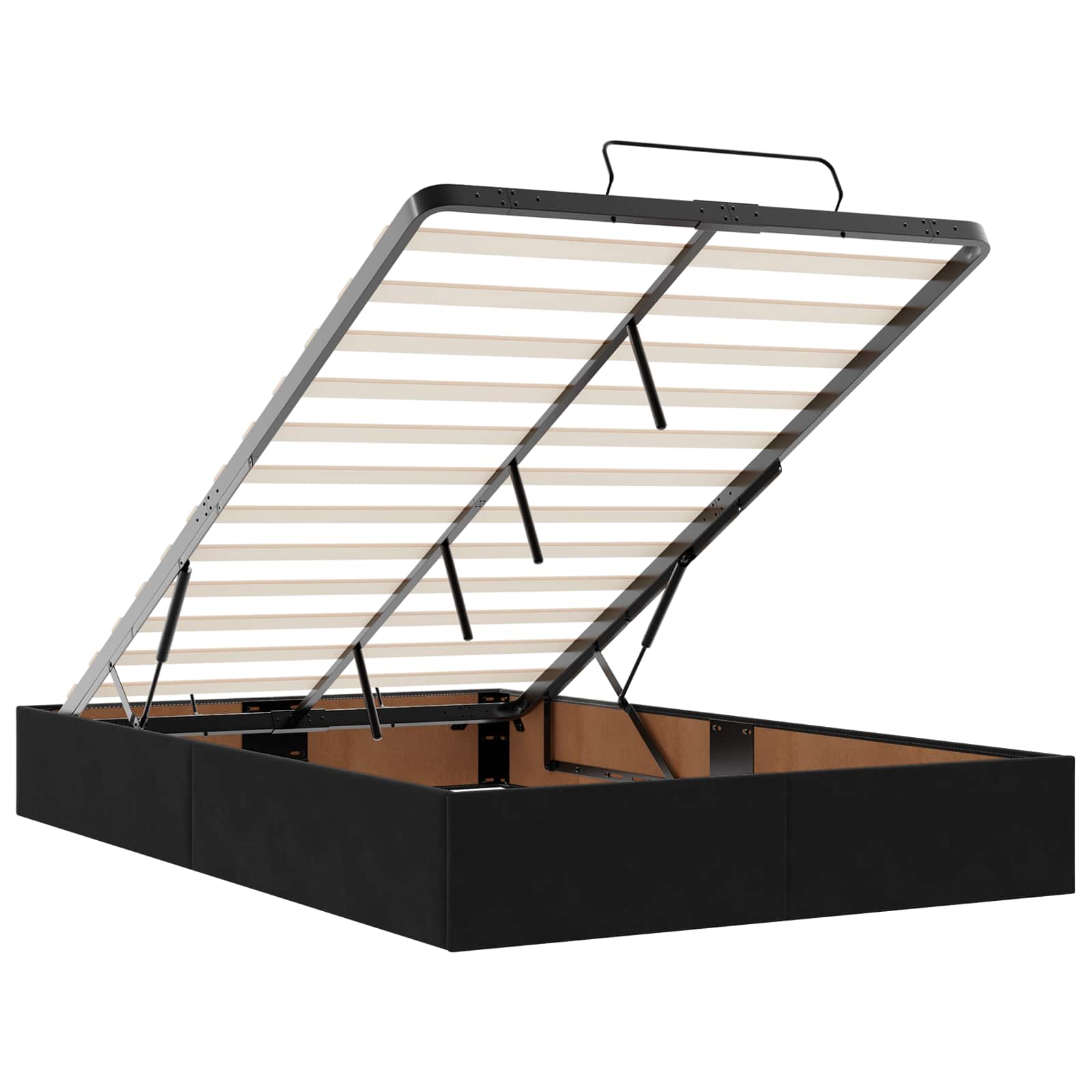 Lit ottoman avec matelas Noir 120 x 190 cm Velours