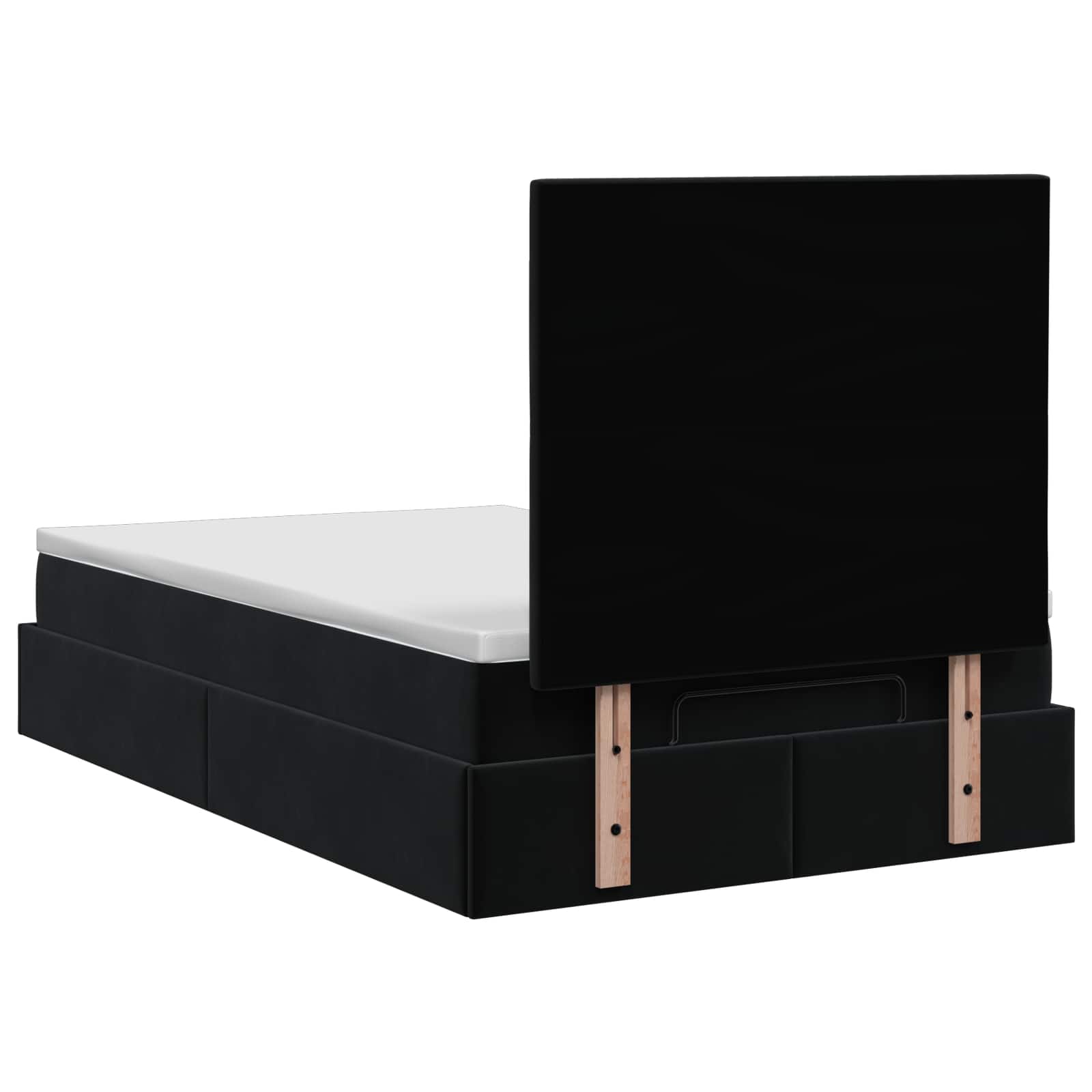Lit ottoman avec matelas Noir 120 x 190 cm Velours