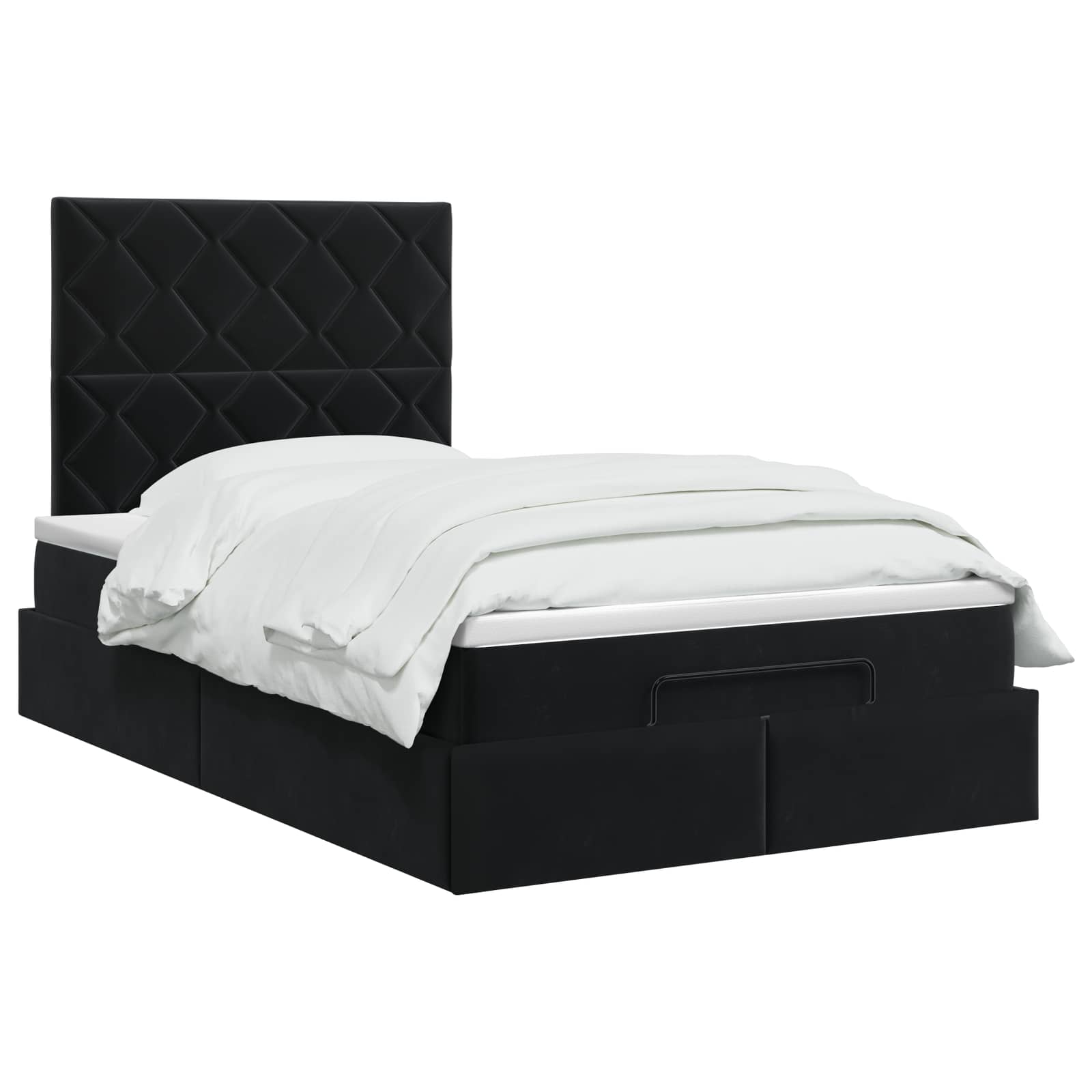 Lit ottoman avec matelas Noir 120 x 190 cm Velours